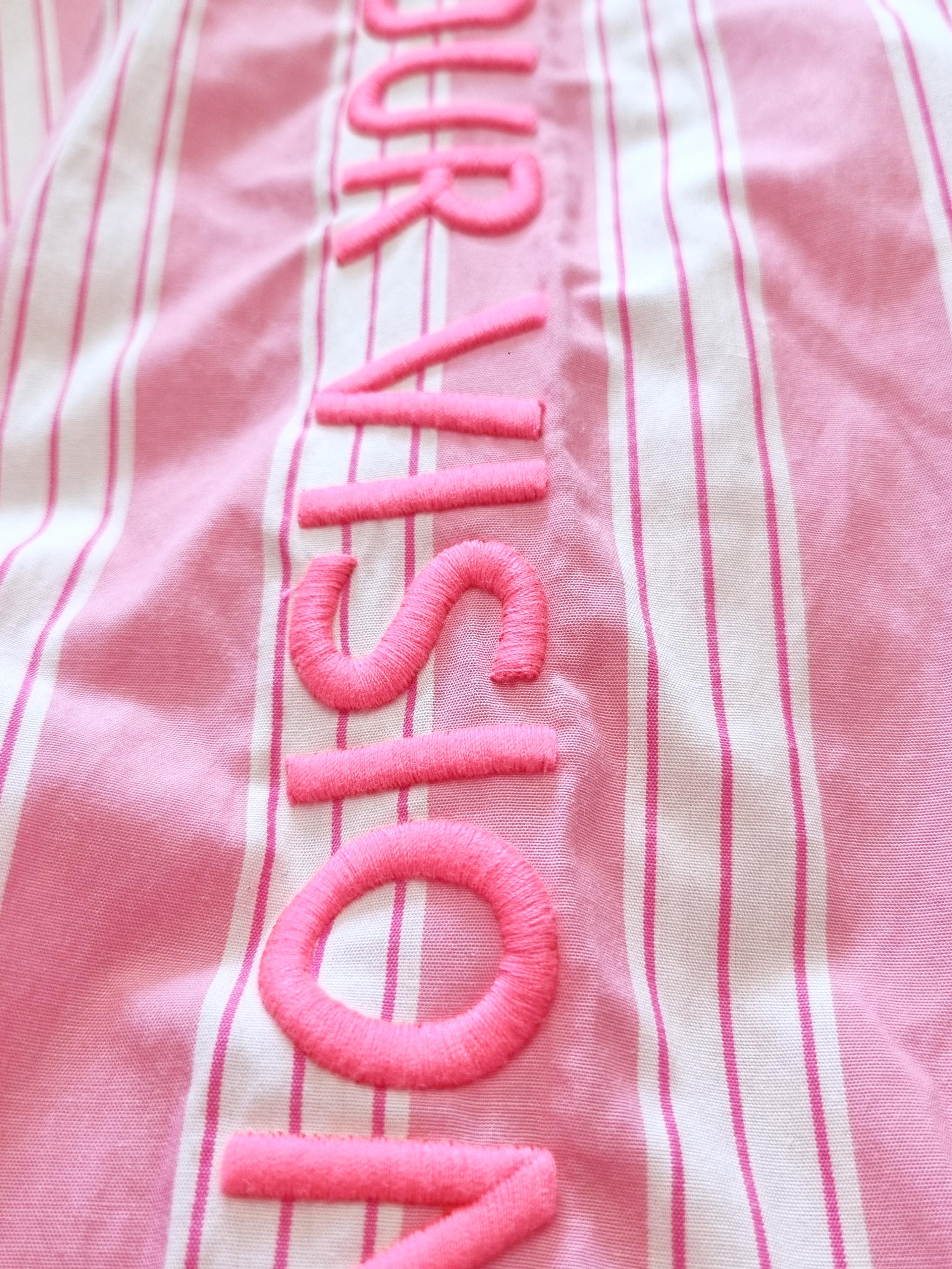 Blusenkleid mit Streifen und Ärmelstickerei