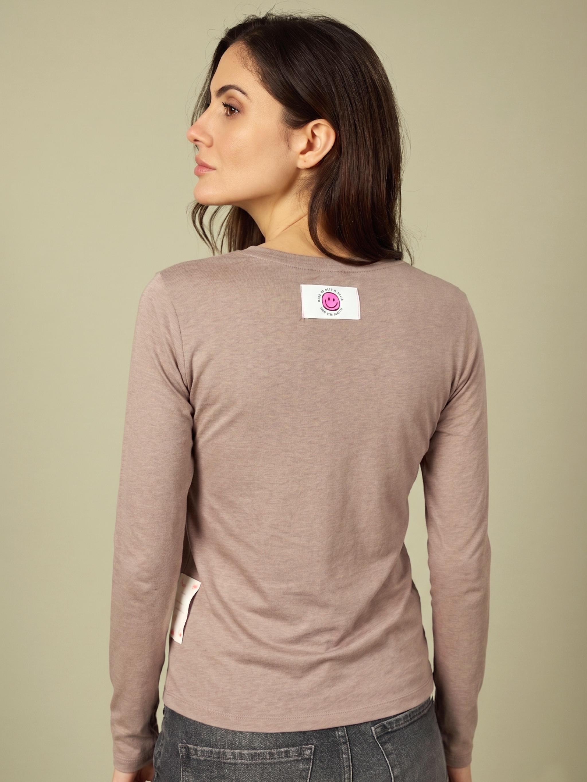 Damen Langarmshirt mit Flockprint aus Organic Cotton - Lyocell - Mischung - Pa
