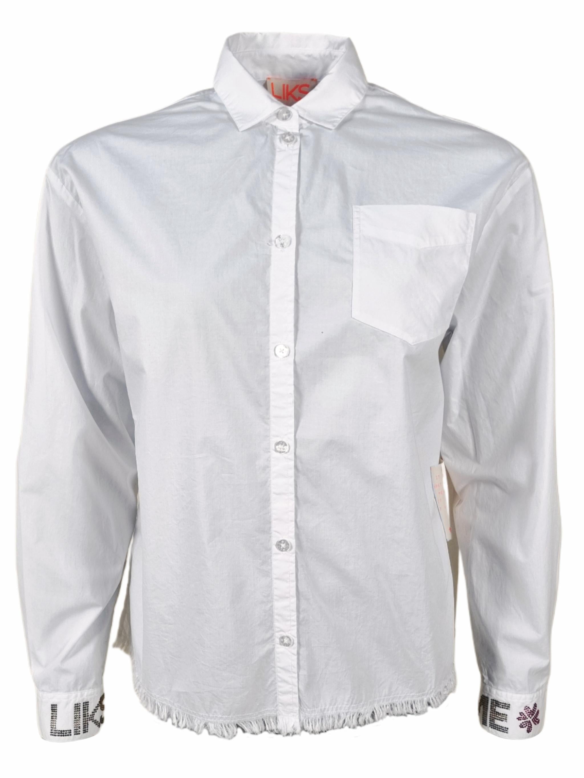 Damen Bluse uni mit gestreift mit Brusttasche, Raffung am Rückenteil aus Baumwolle - GraceC