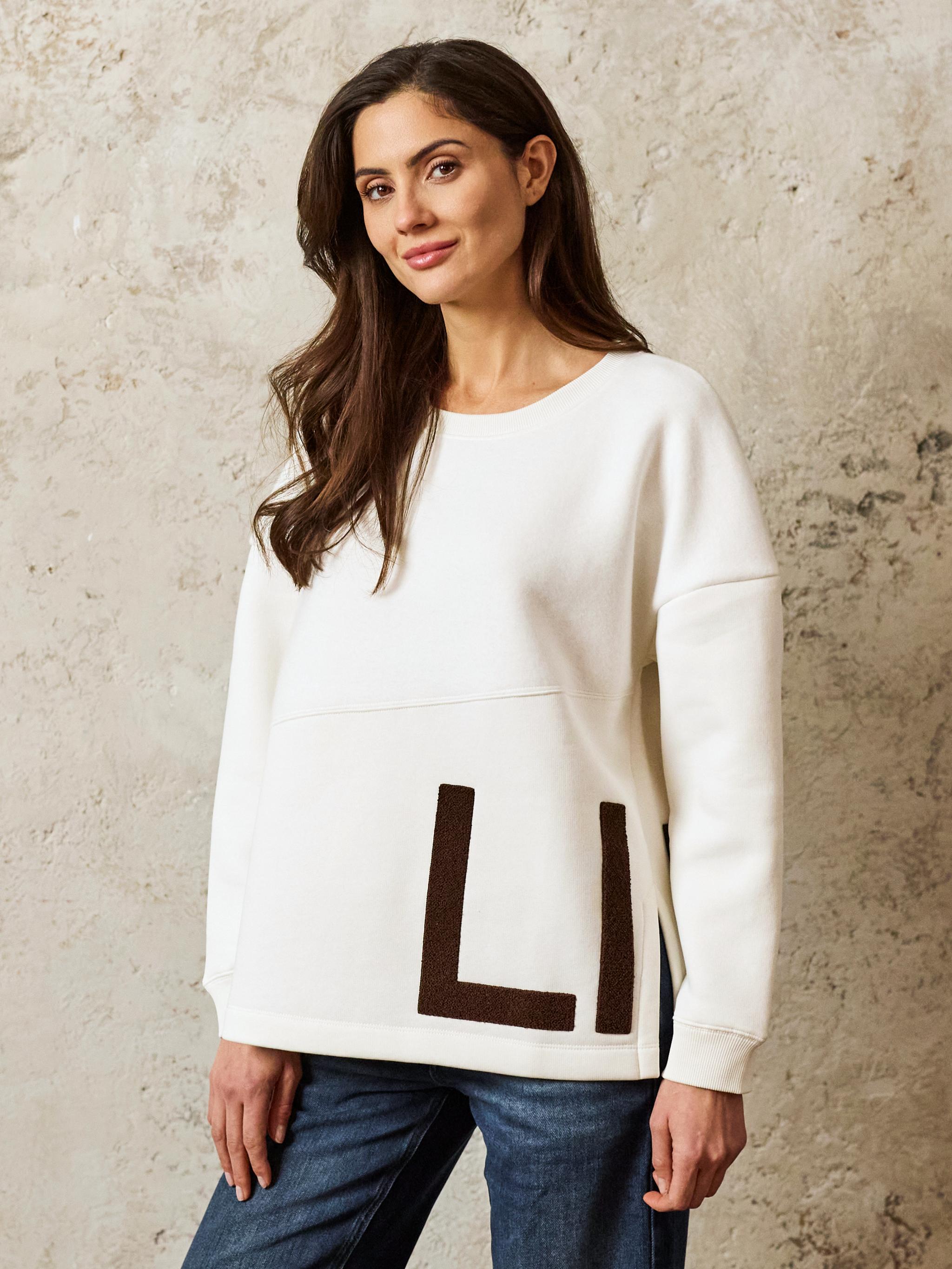 Damen Sweatshirt mit Materialmix und Teddy Patch an der Seite aus Baumwoll - Mischung -