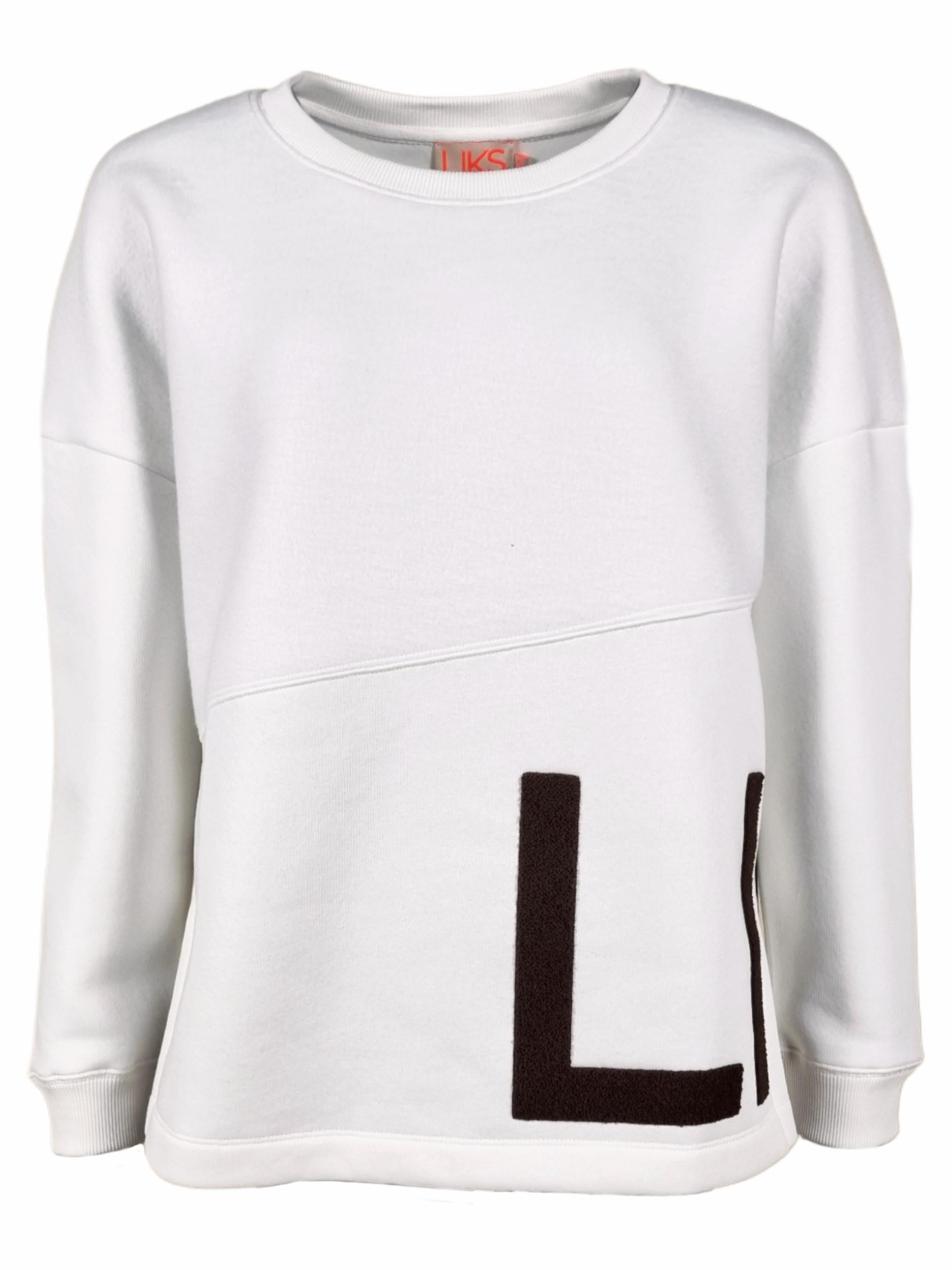 Damen Sweatshirt mit Materialmix und Teddy Patch an der Seite aus Baumwoll - Mischung -