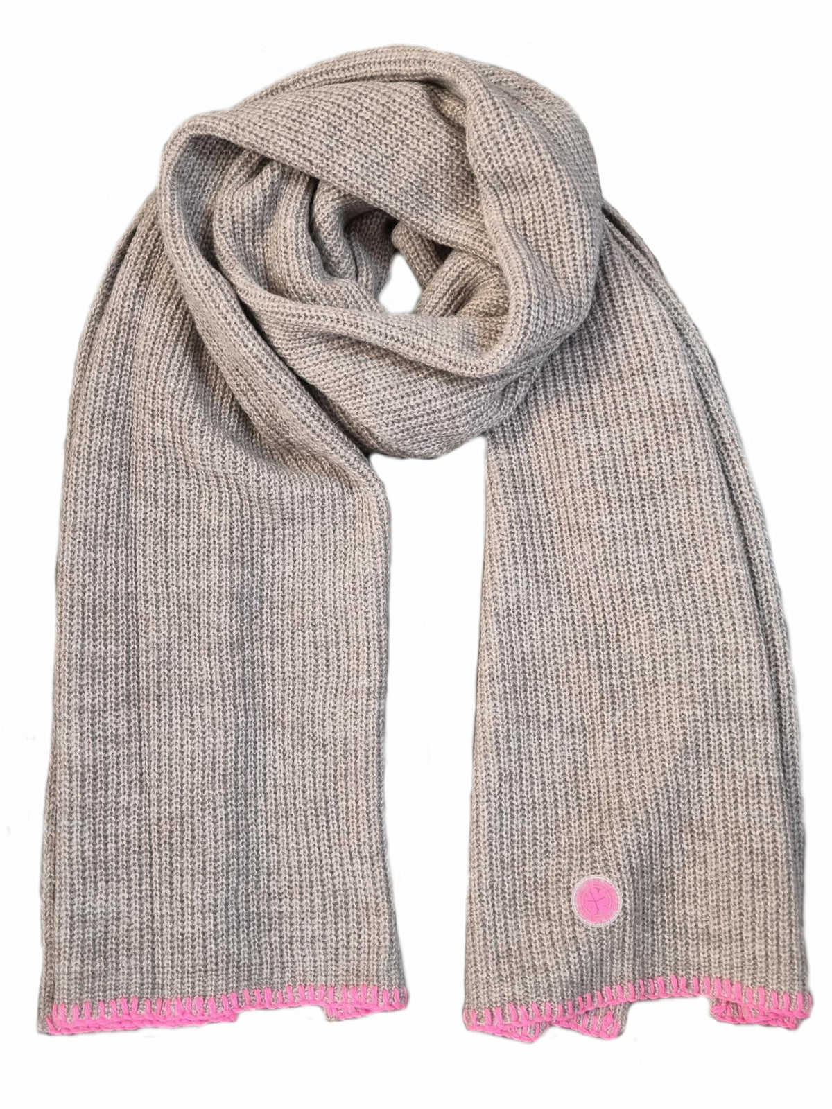 Damen Strickschal mit Logopatch und kontrastfarbenem Handstich aus Woll - Alpaka - Mischung - DoriC