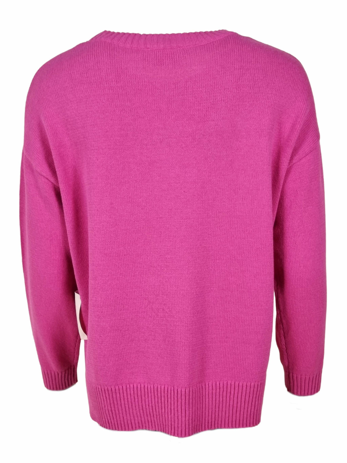 Damen Strickpullover mit Flockprint und Sternpatch am Vorderteil aus Baumwoll - Polyacryl - Mischung