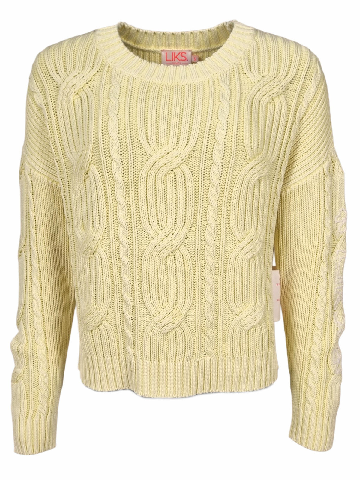 Damen Strickpullover aus Zopfmuster mit Stickerei aus Baumwolle - DoroC