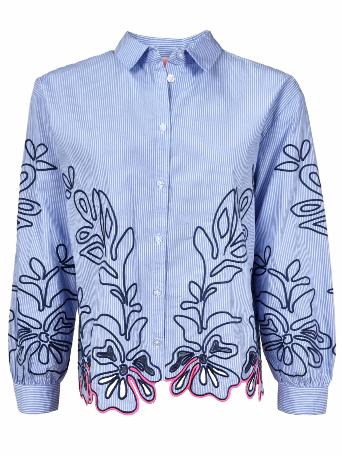 Damen Bluse mit floraler Stickerei aus Baumwolle - GraceC