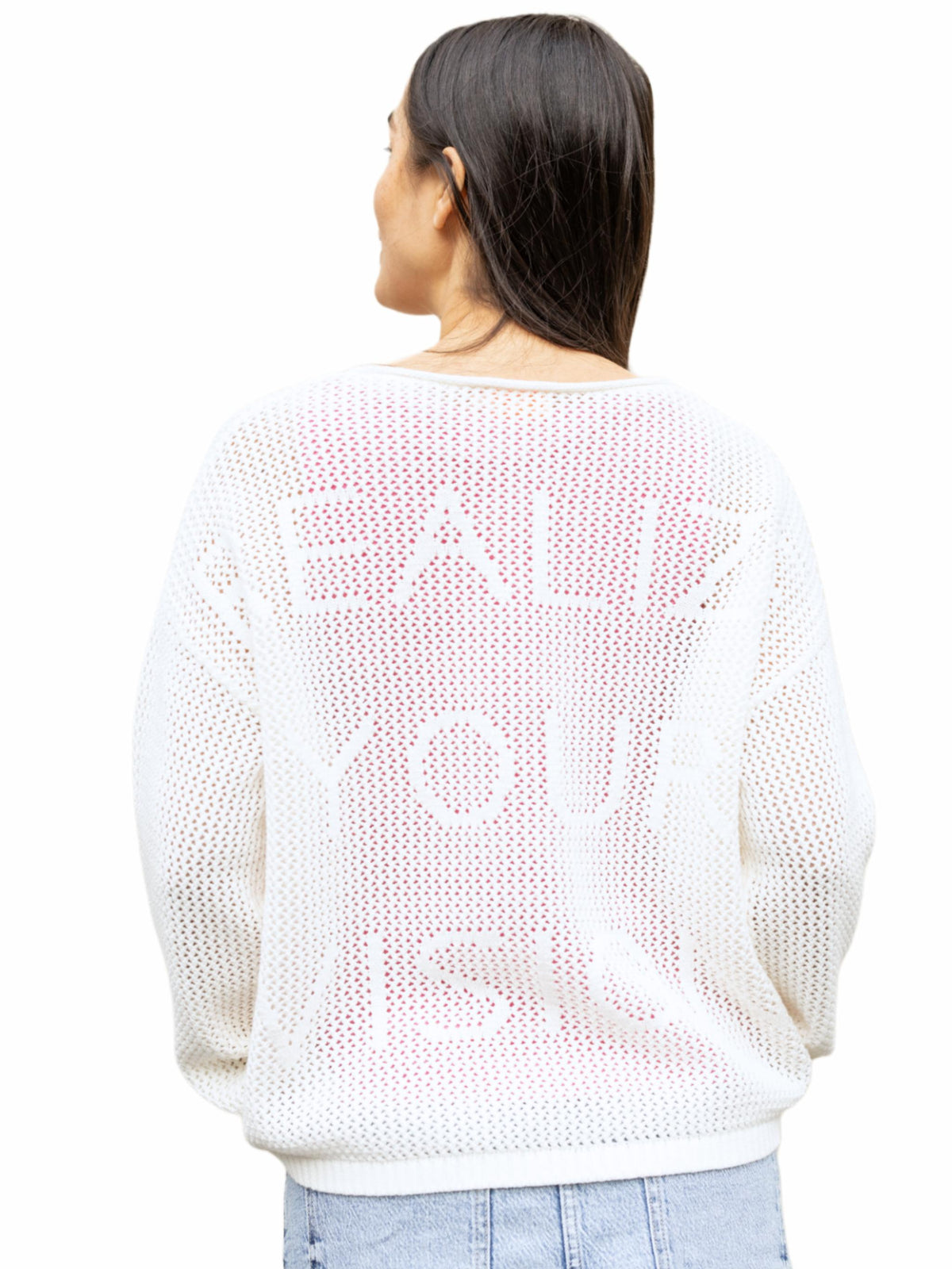 Pull-over en maille de coton pour femme avec motif ajouré - AlinaC