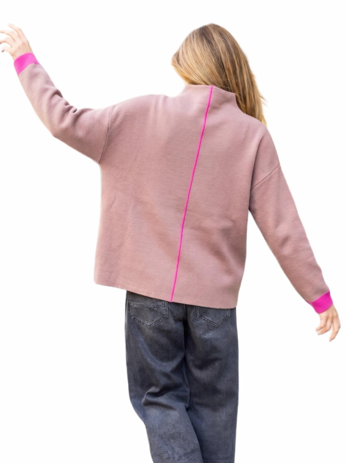 Damen Strickpullover mit Stehkragen & Schriftzug – BellC