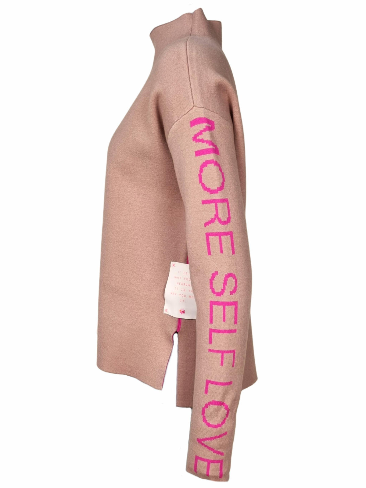 Damen Strickpullover mit Stehkragen & Schriftzug – BellC
