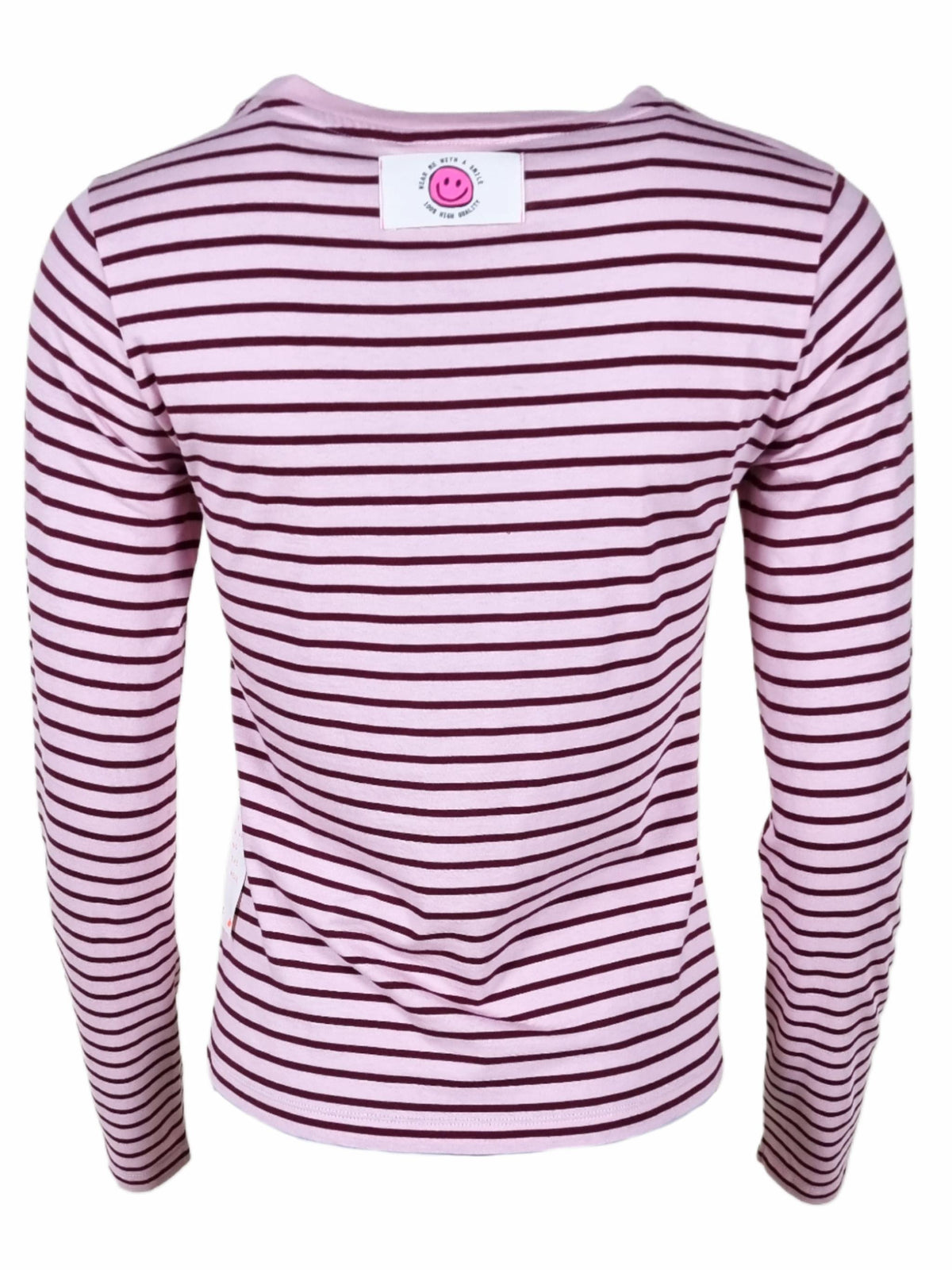 Damen Langarmshirt gestreift mit Flockprint – PaulaC