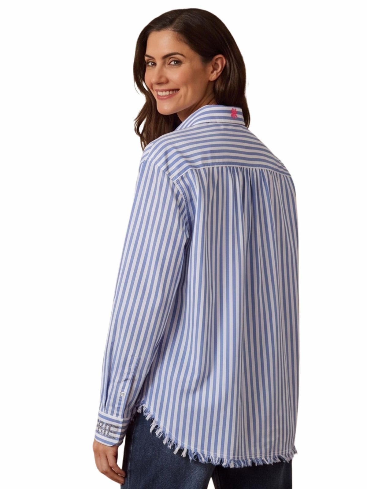 Women's Cotton Blouse with Chest Pocket & Cuff Detail – GraceC