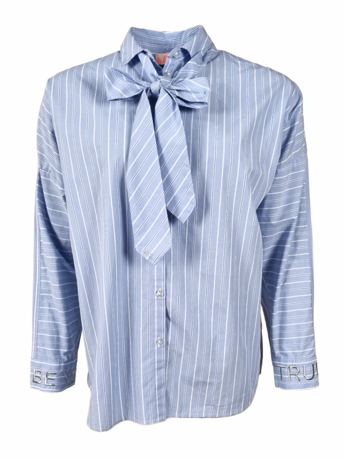 Women's striped blouse with detachable tie – GloriaC