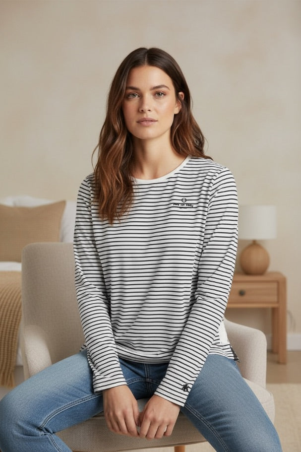 Shirt langarm mit dezenten Glitzer Streifen