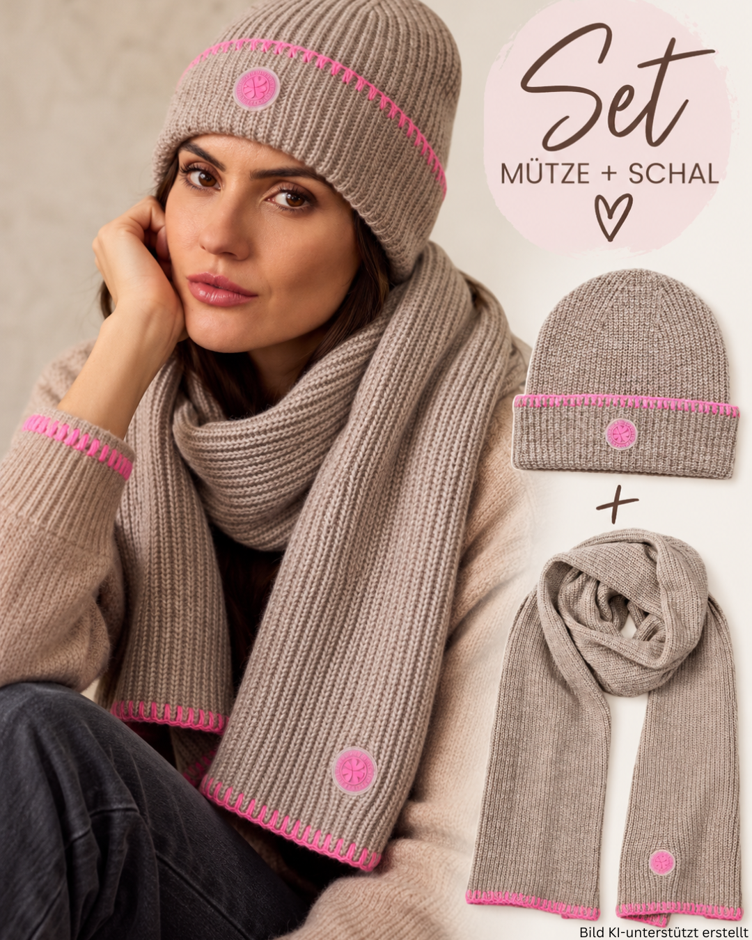 THE COZY MATCH. – Strick-Set aus Mütze & Schal