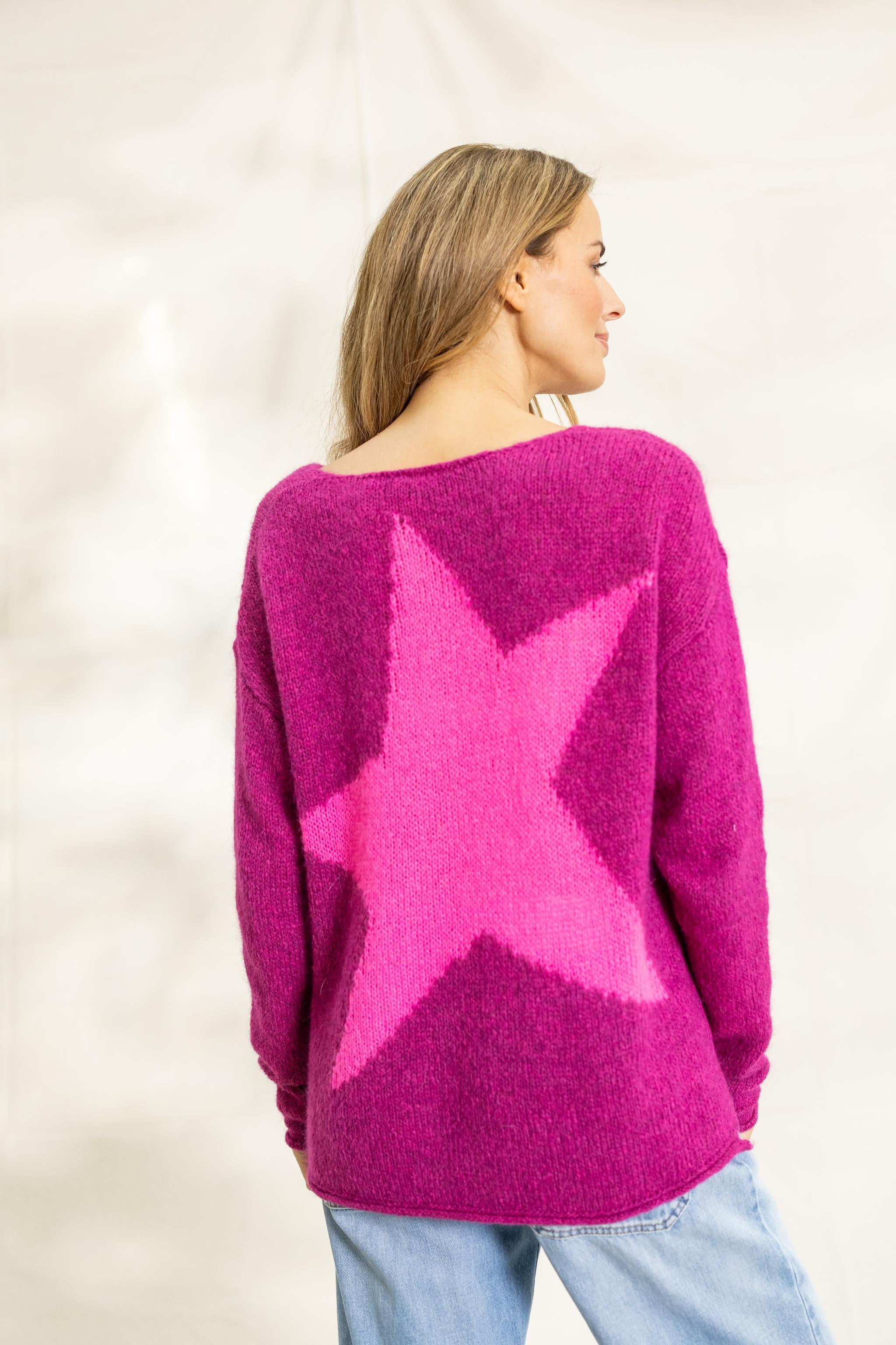 Strickpullover V-Neck Sternintarsie RT