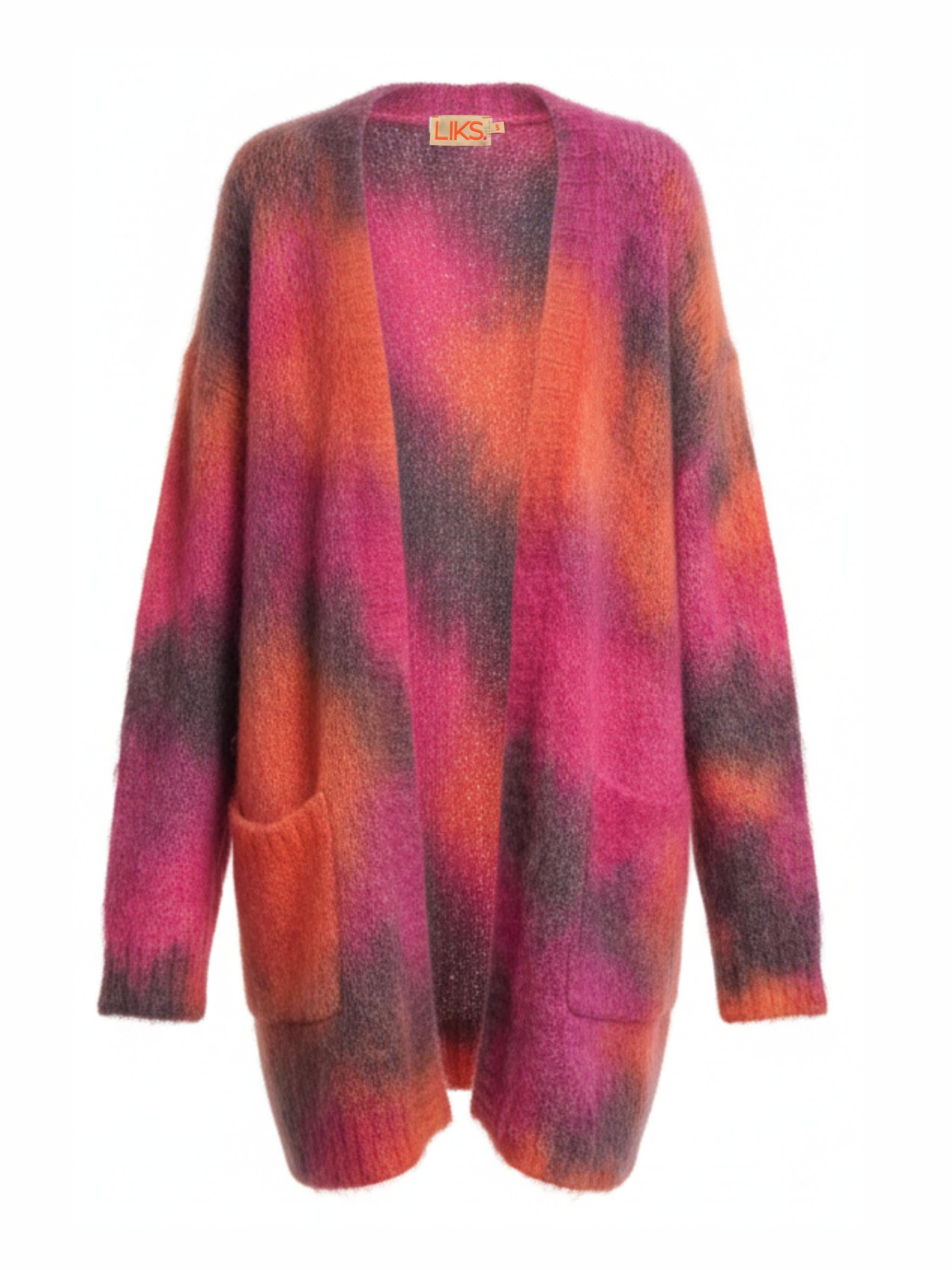 Cardigan long ouvert vaporisé