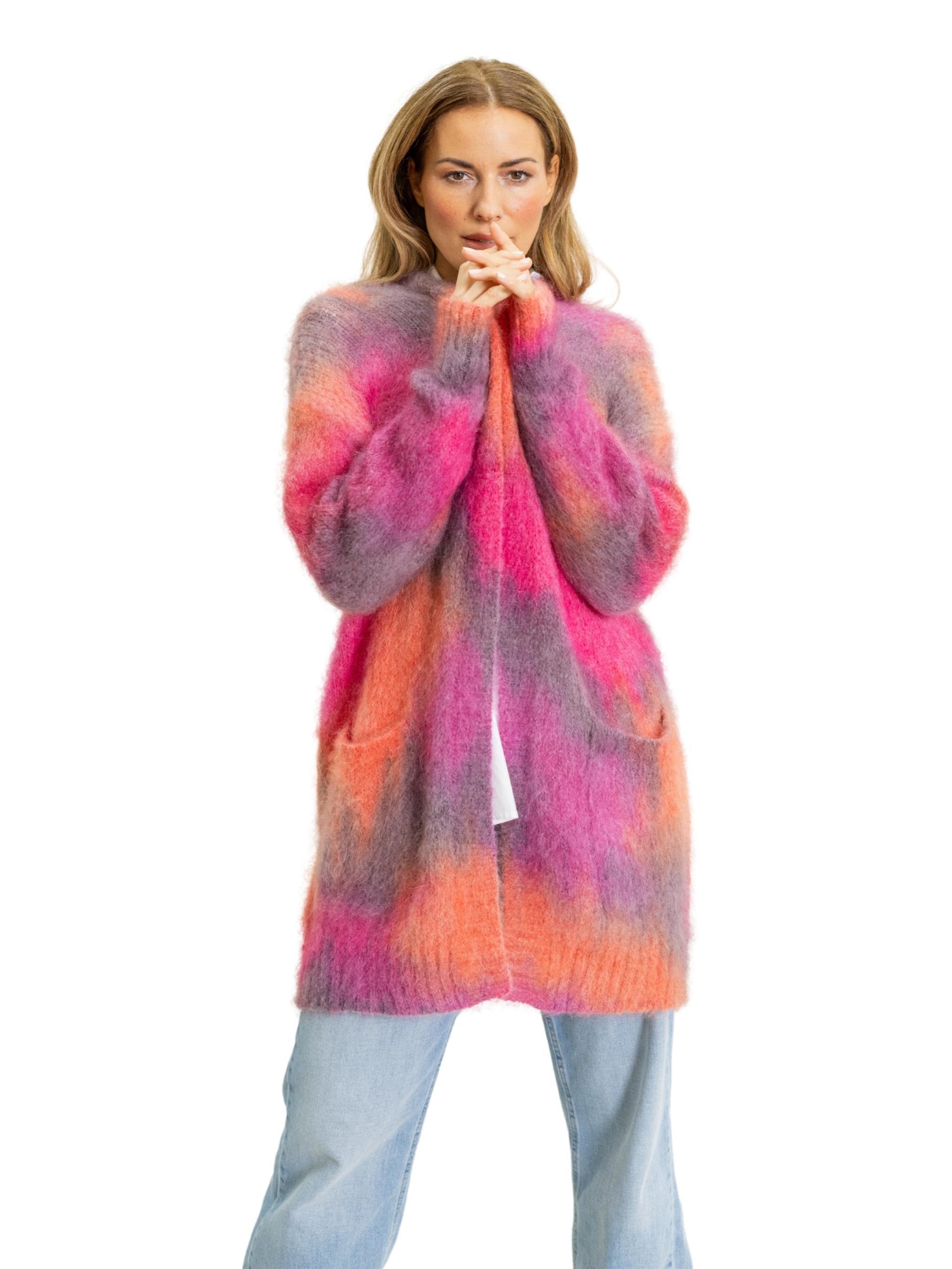 Cardigan long ouvert vaporisé