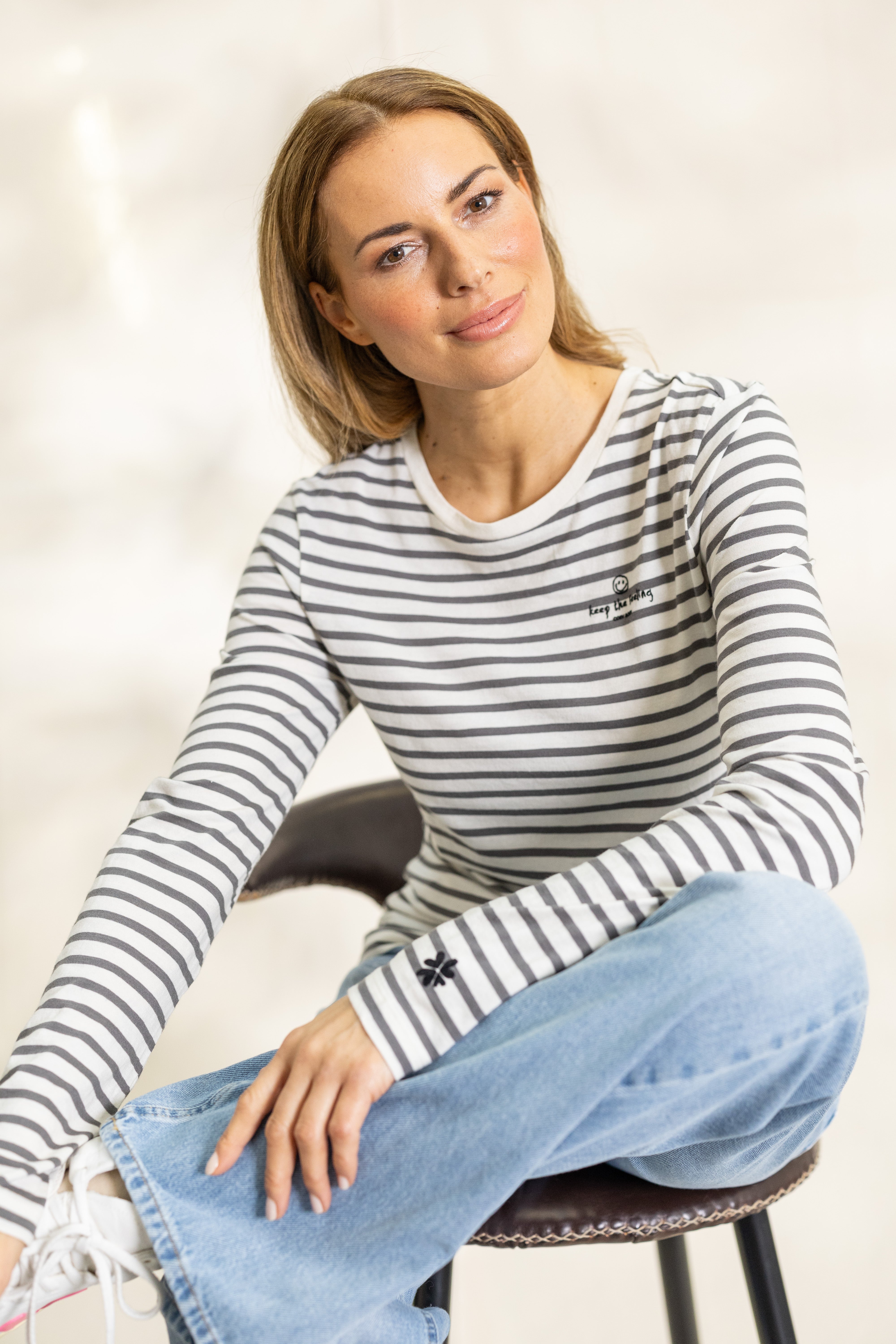 Shirt langarm Streifen "keep the feeling"