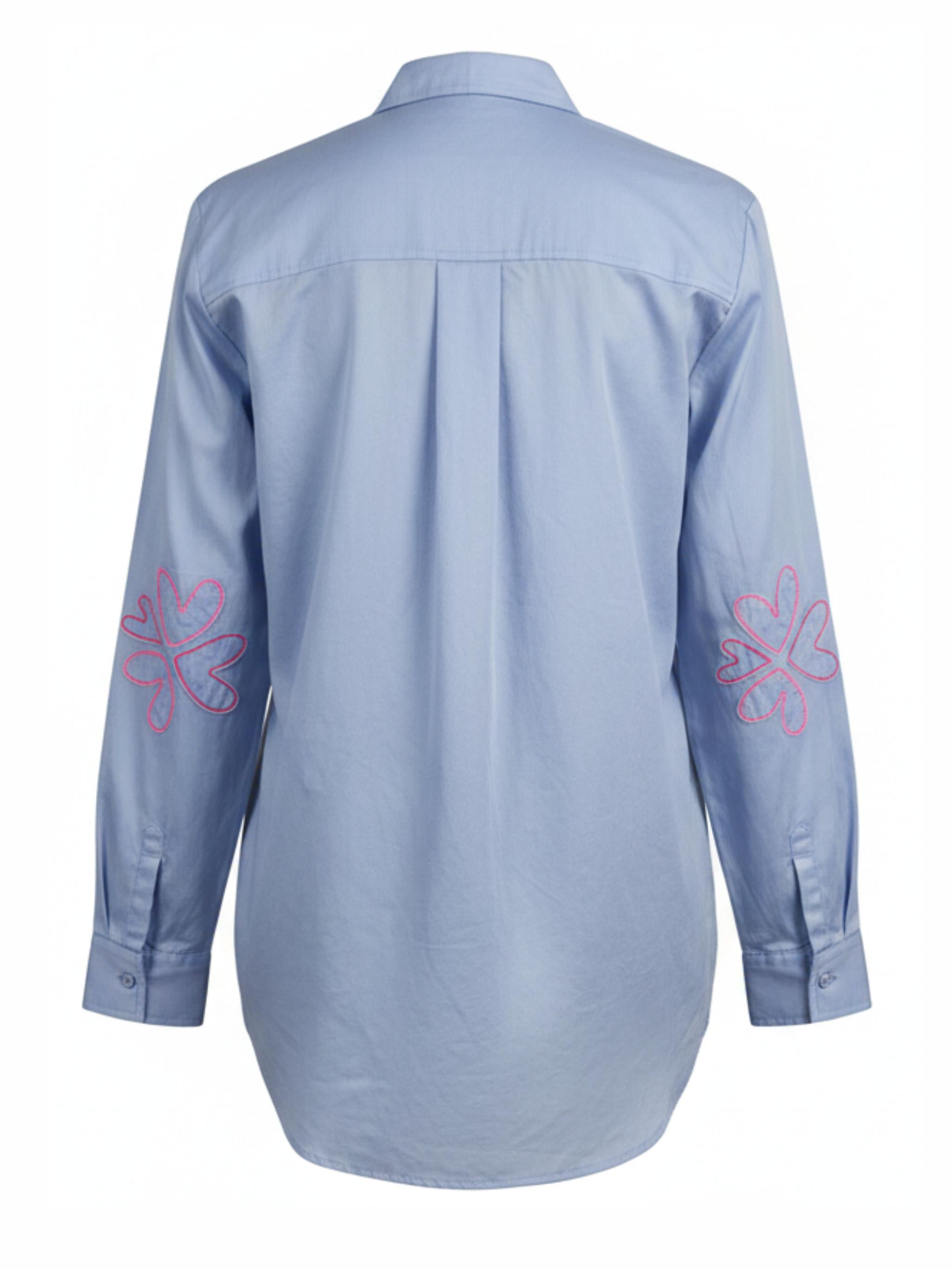 Damen Bluse mit Ellenbogenpatch Herzblumen - GweniC