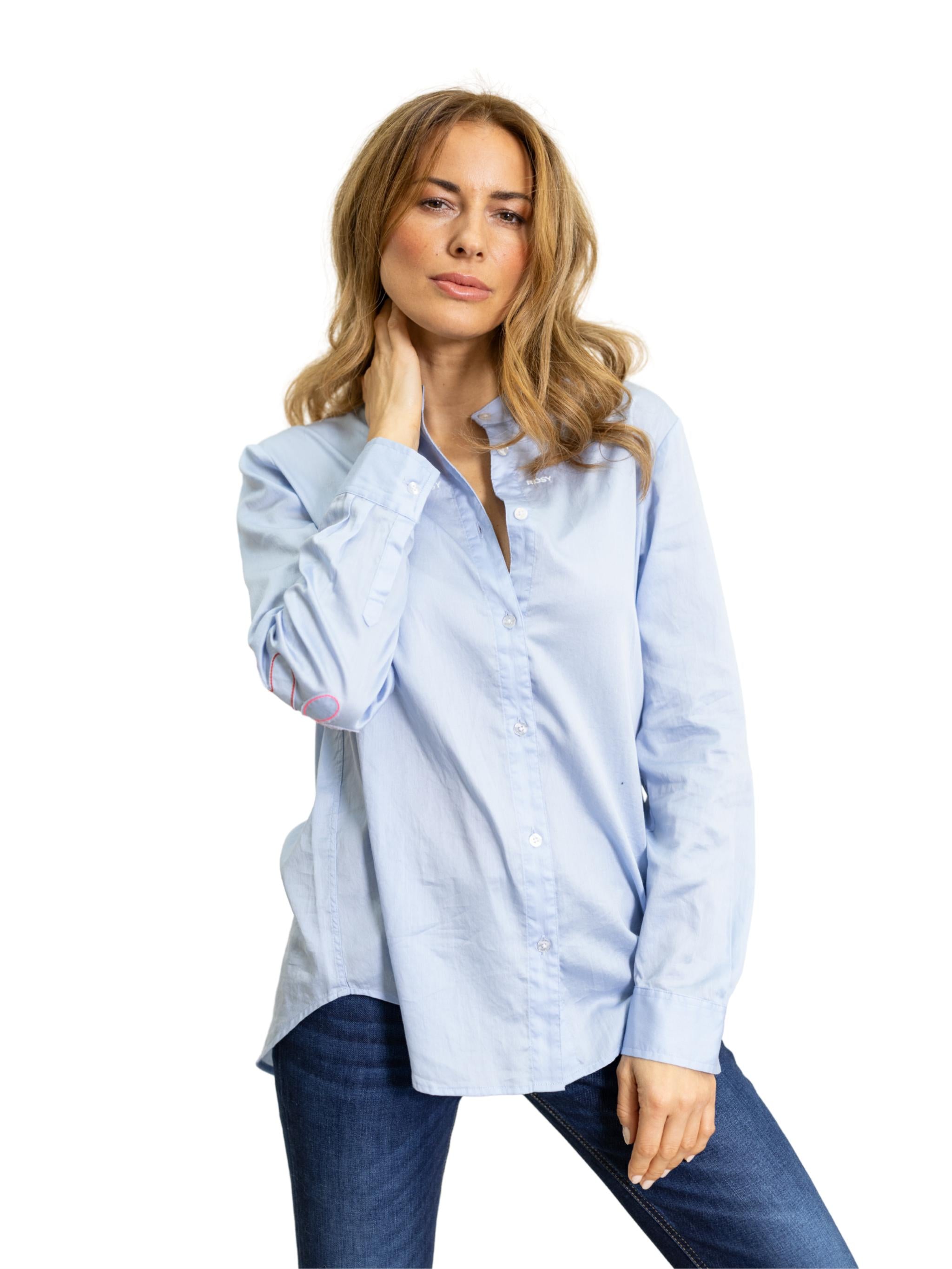 Damen Bluse mit Ellenbogenpatch Herzblumen - GweniC