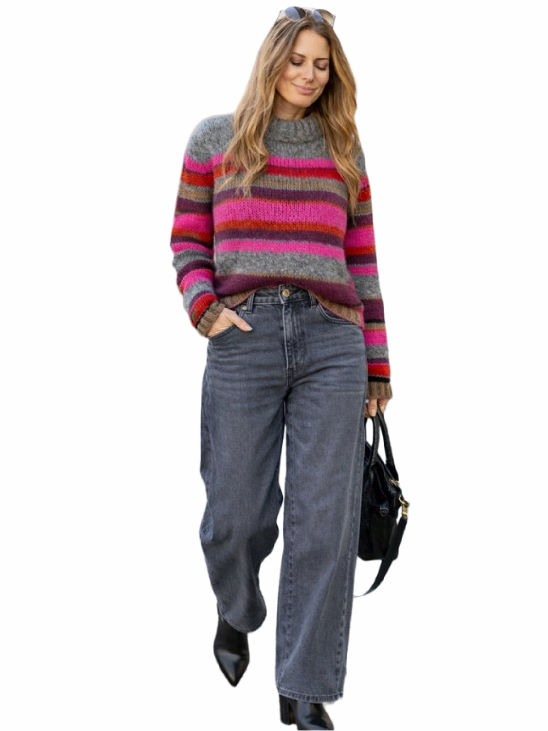 Ringel-Pullover mit Stehkragen