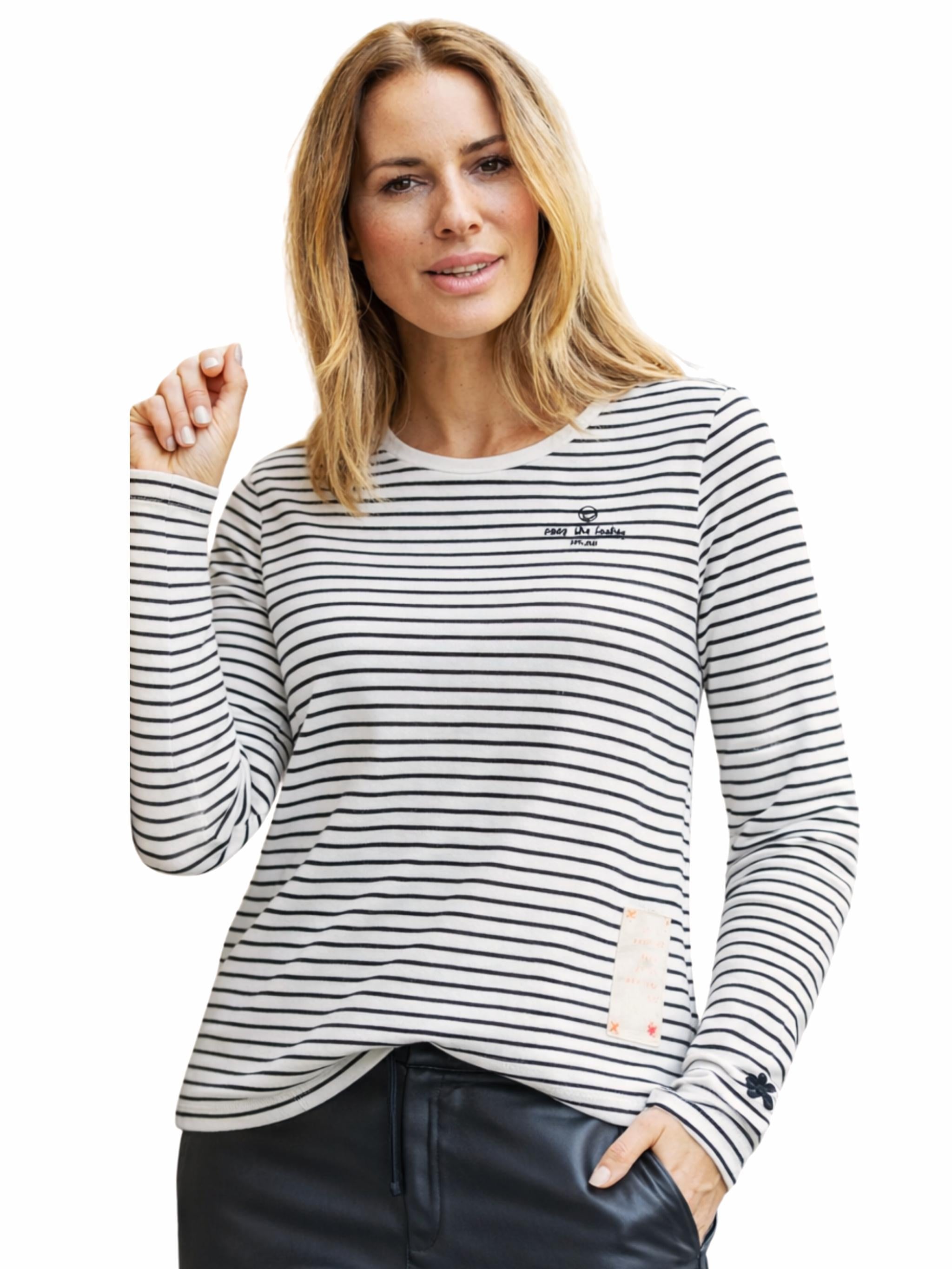 Langarmshirt mit dezenten Glitzer Streifen -  PaulaC