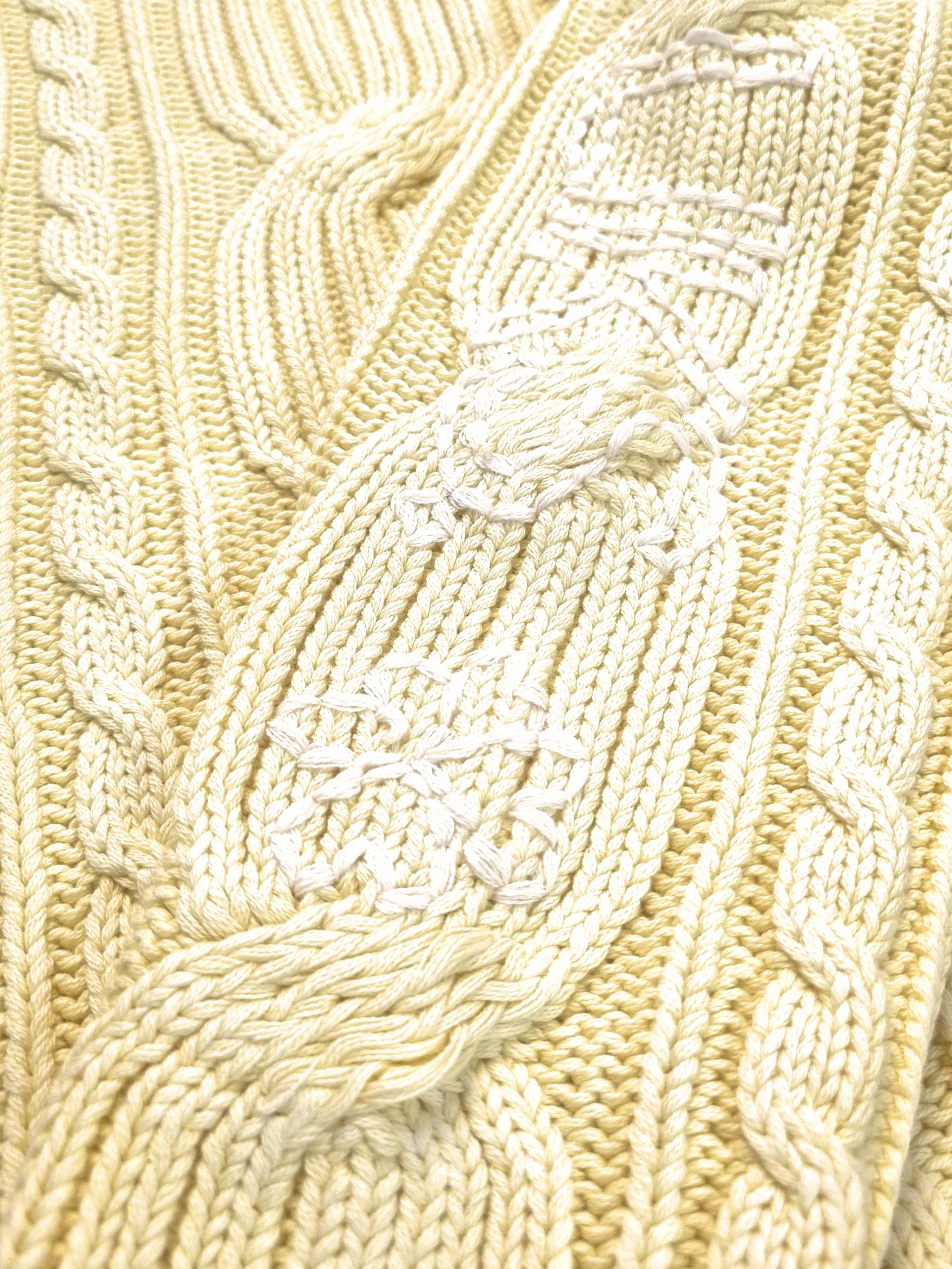 Damen Strickpullover aus Zopfmuster mit Stickerei aus Baumwolle - DoroC