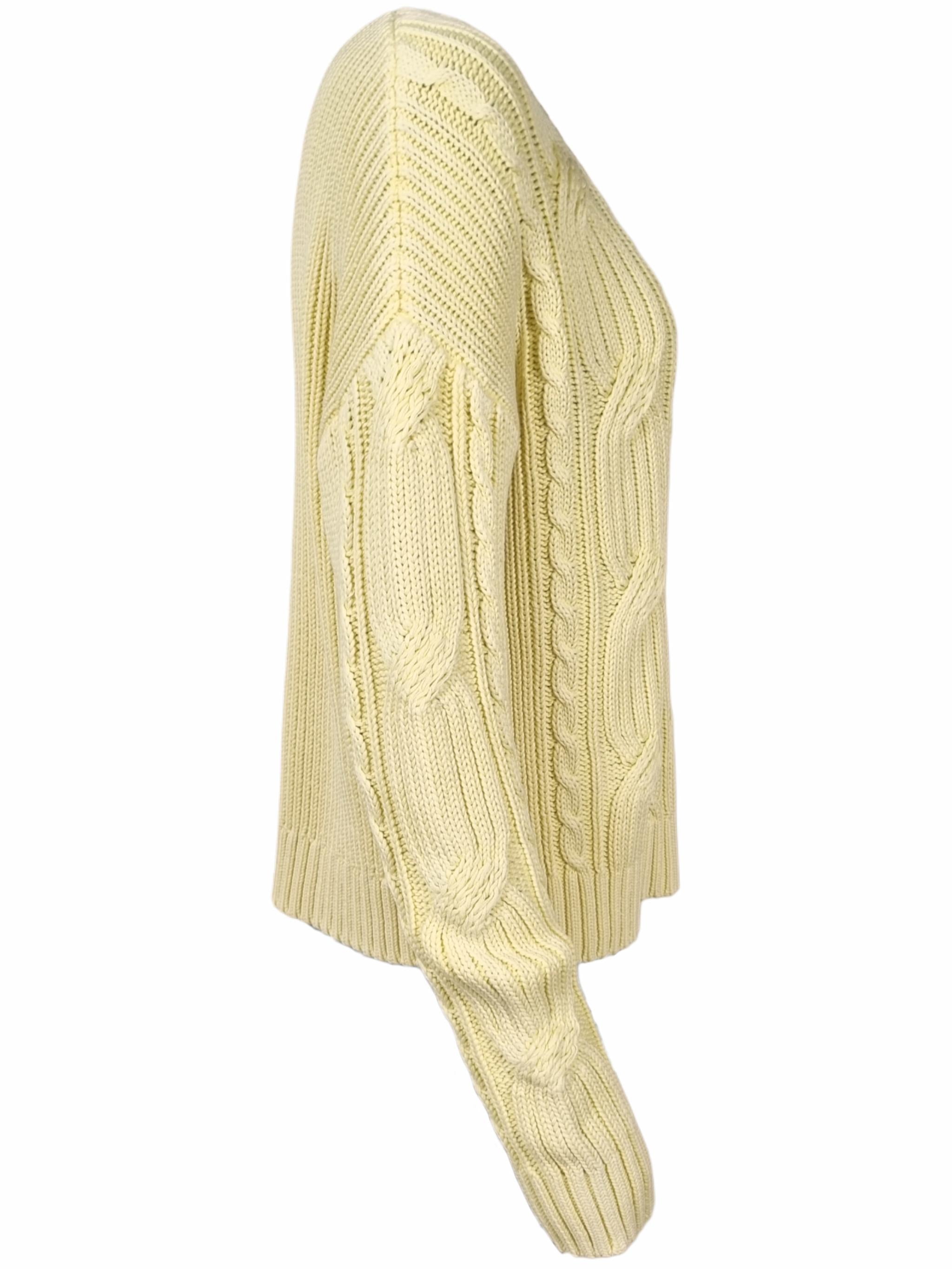 Damen Strickpullover aus Zopfmuster mit Stickerei aus Baumwolle - DoroC