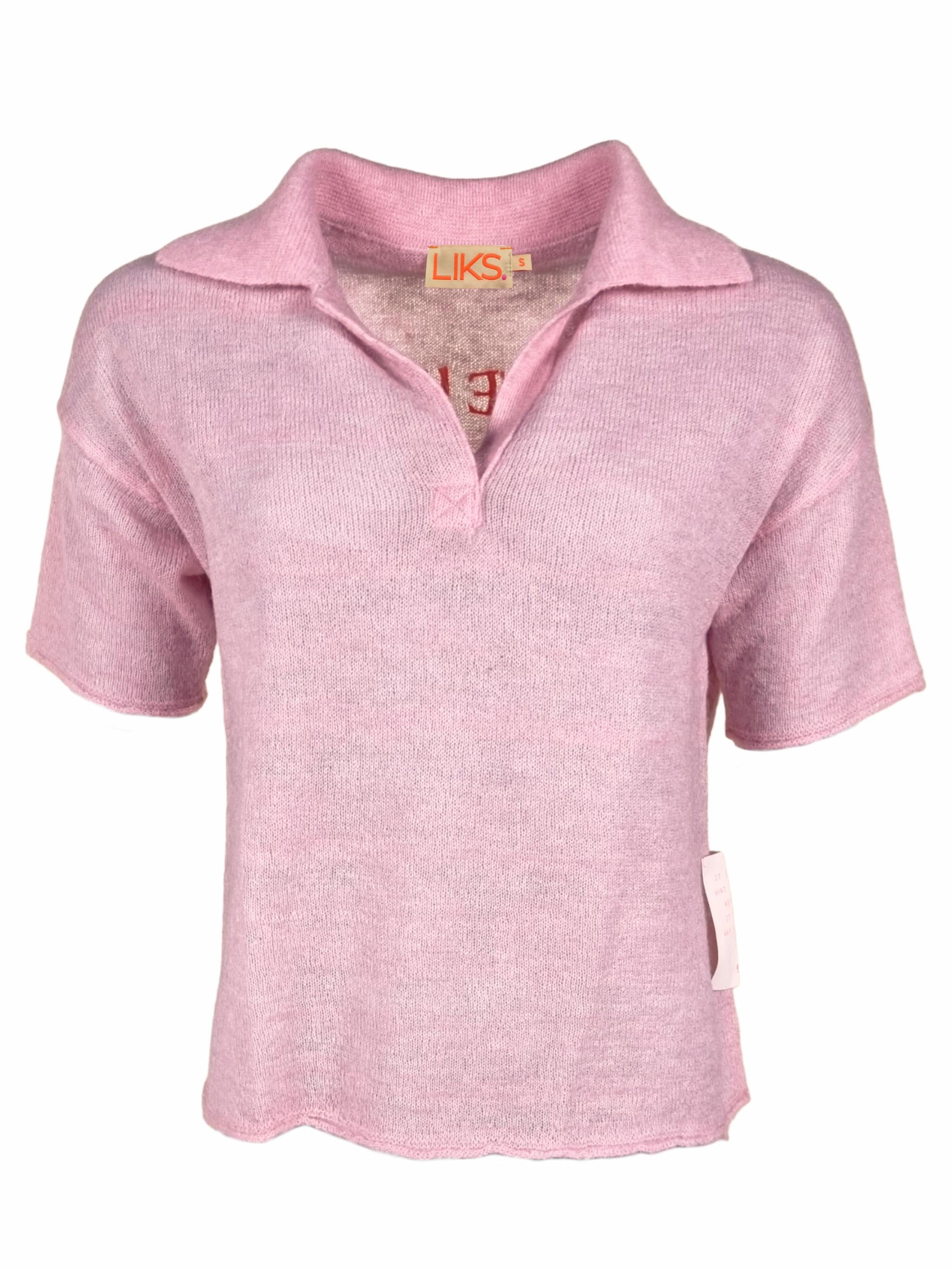 Damen Strickpoloshirt mit Stickerei aus Mohair-Woll-Mischung - DeliaC