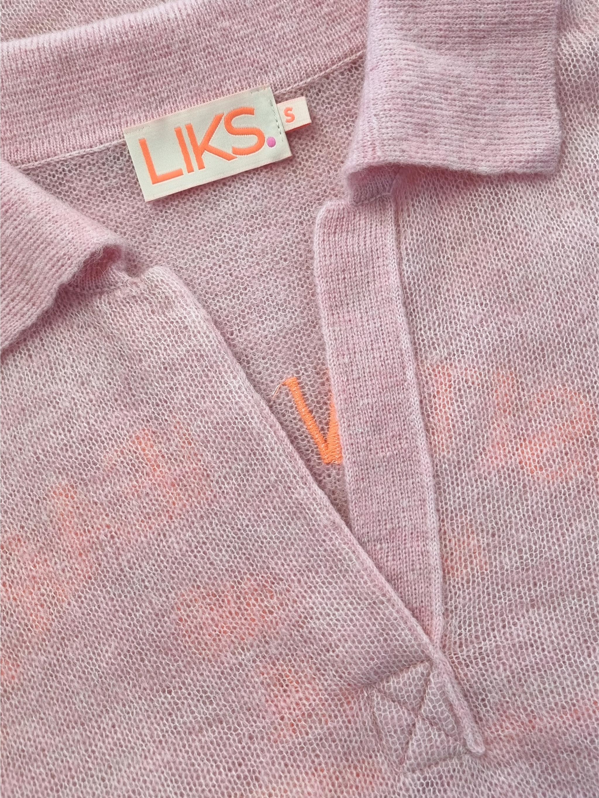 Knit polo shirt with embroidery