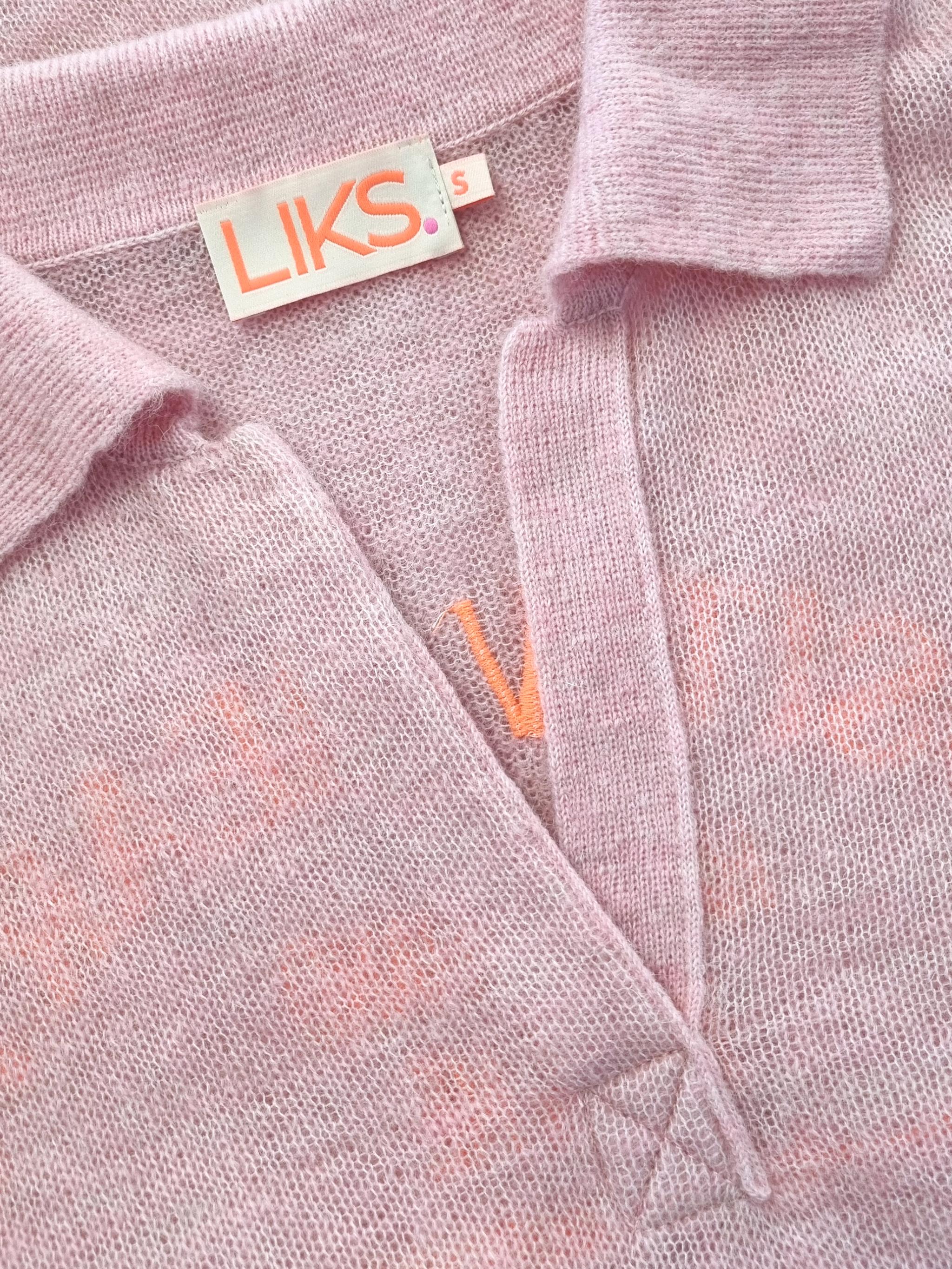 Damen Strickpoloshirt mit Stickerei aus Mohair-Woll-Mischung - DeliaC