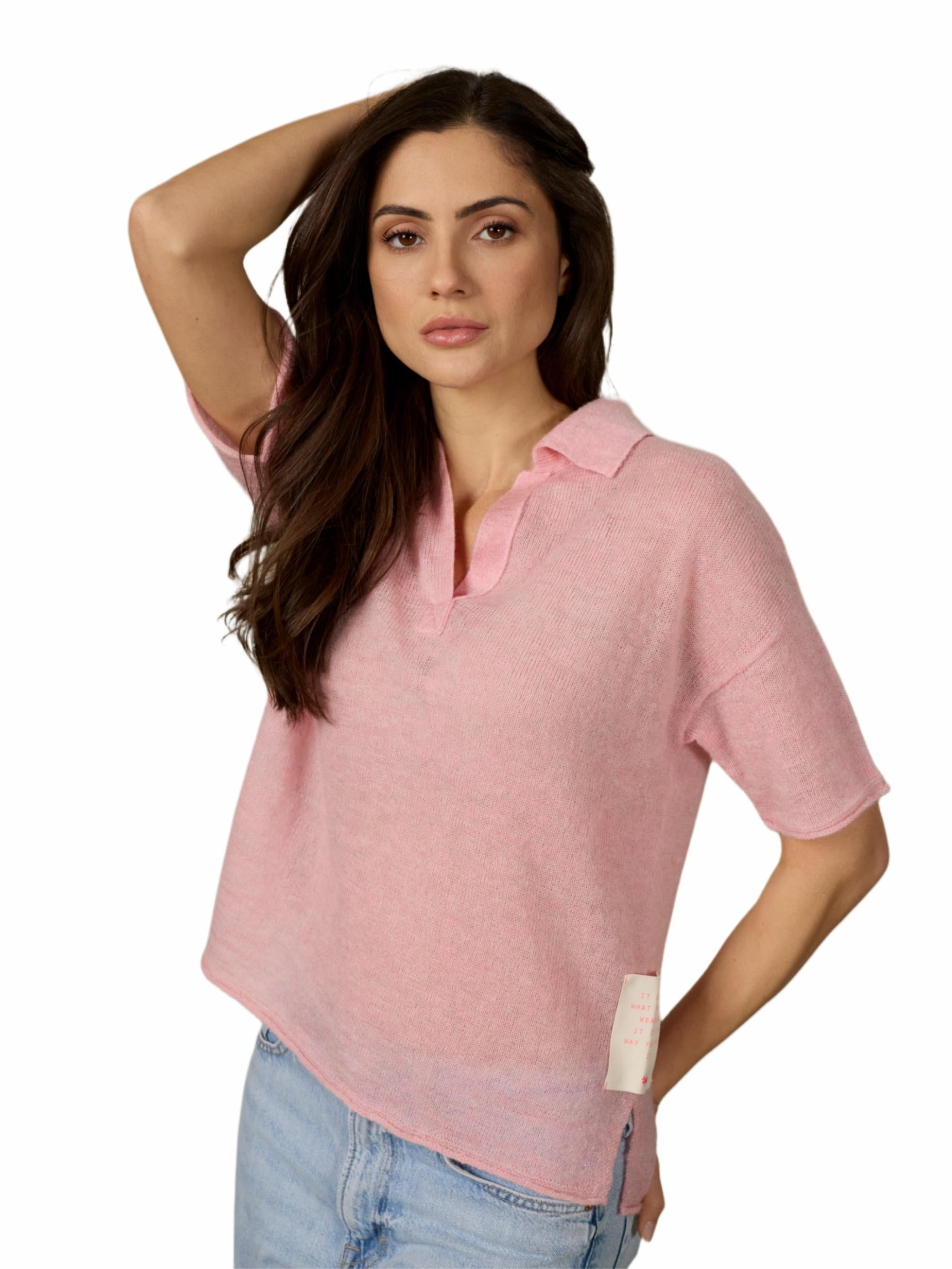 Knit polo shirt with embroidery