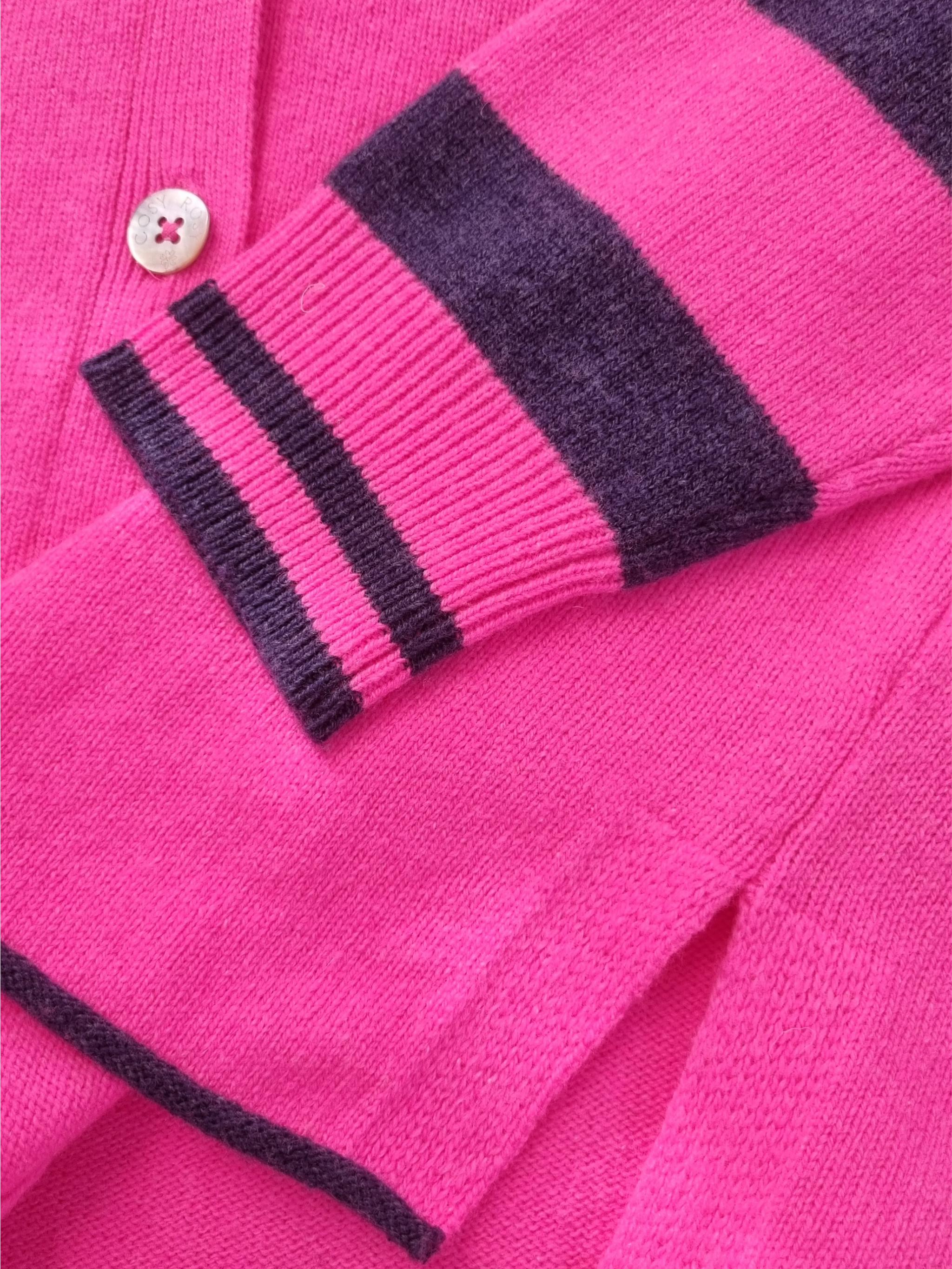 Damen Strickjacke Ärmel gestreift aus Organic Cotton-Woll-Mischung - DeltaC
