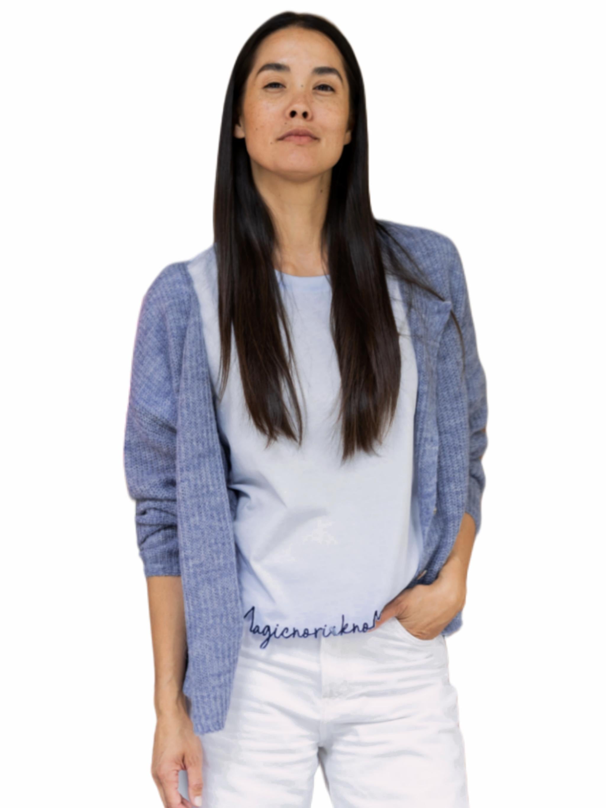 Damen Strickjacke leichte Rippe aus Alpaka-Woll-Mischung - BiancaC