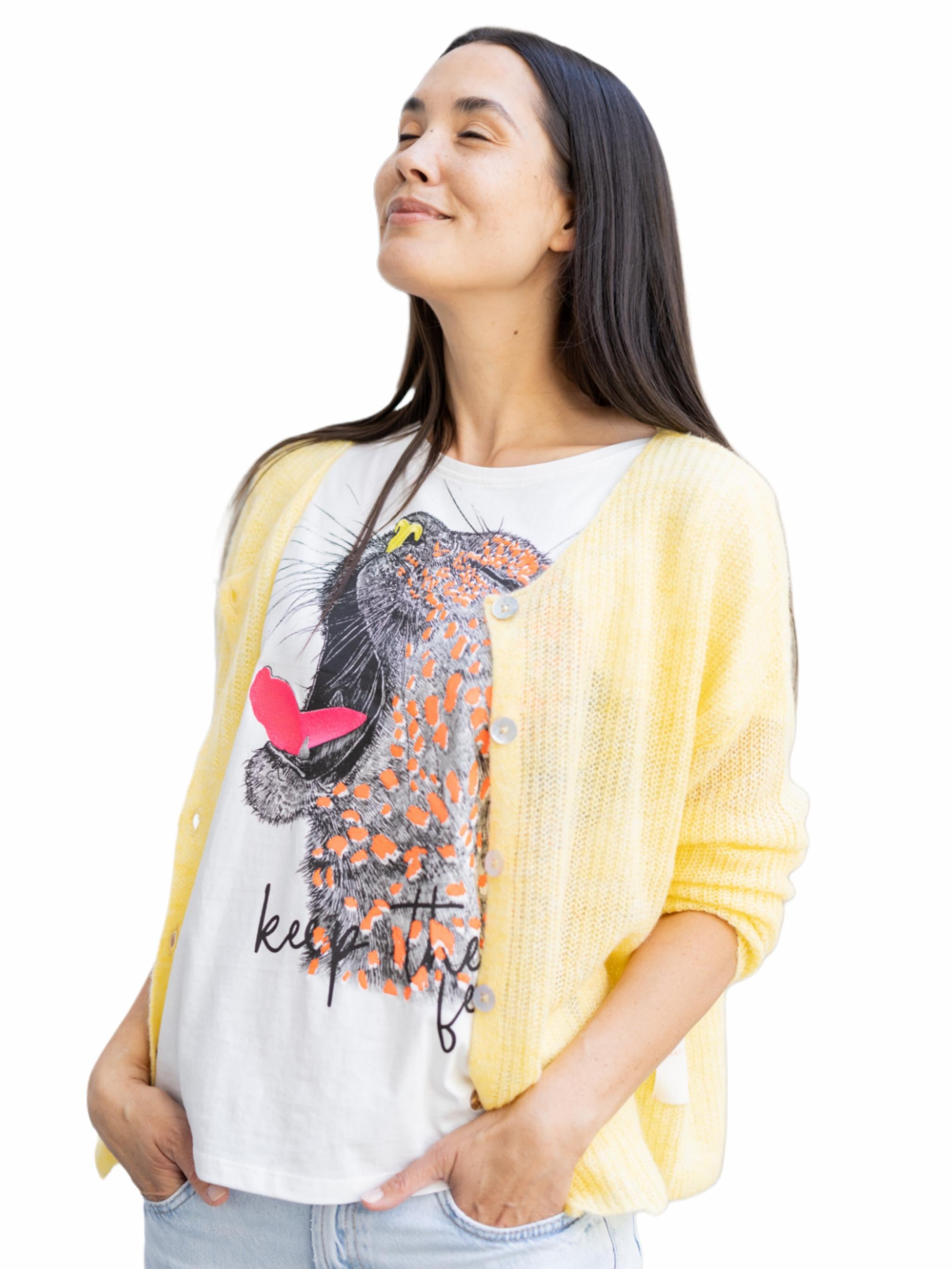 Damen Strickjacke leichte Rippe aus Alpaka-Woll-Mischung - BiancaC