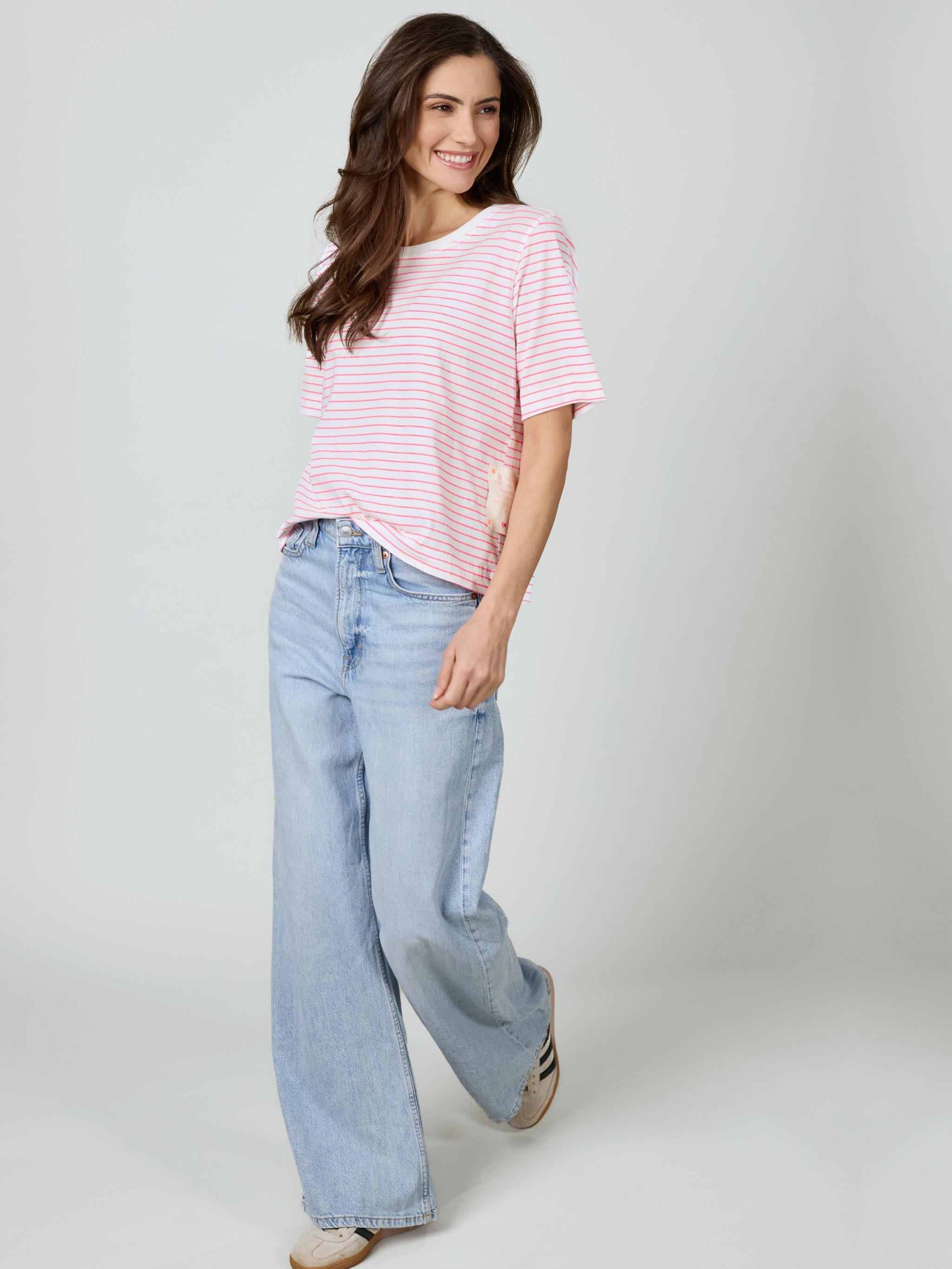 Damen Tshirt gestreift mit Stickerei aus Organic Cotton - PinaC