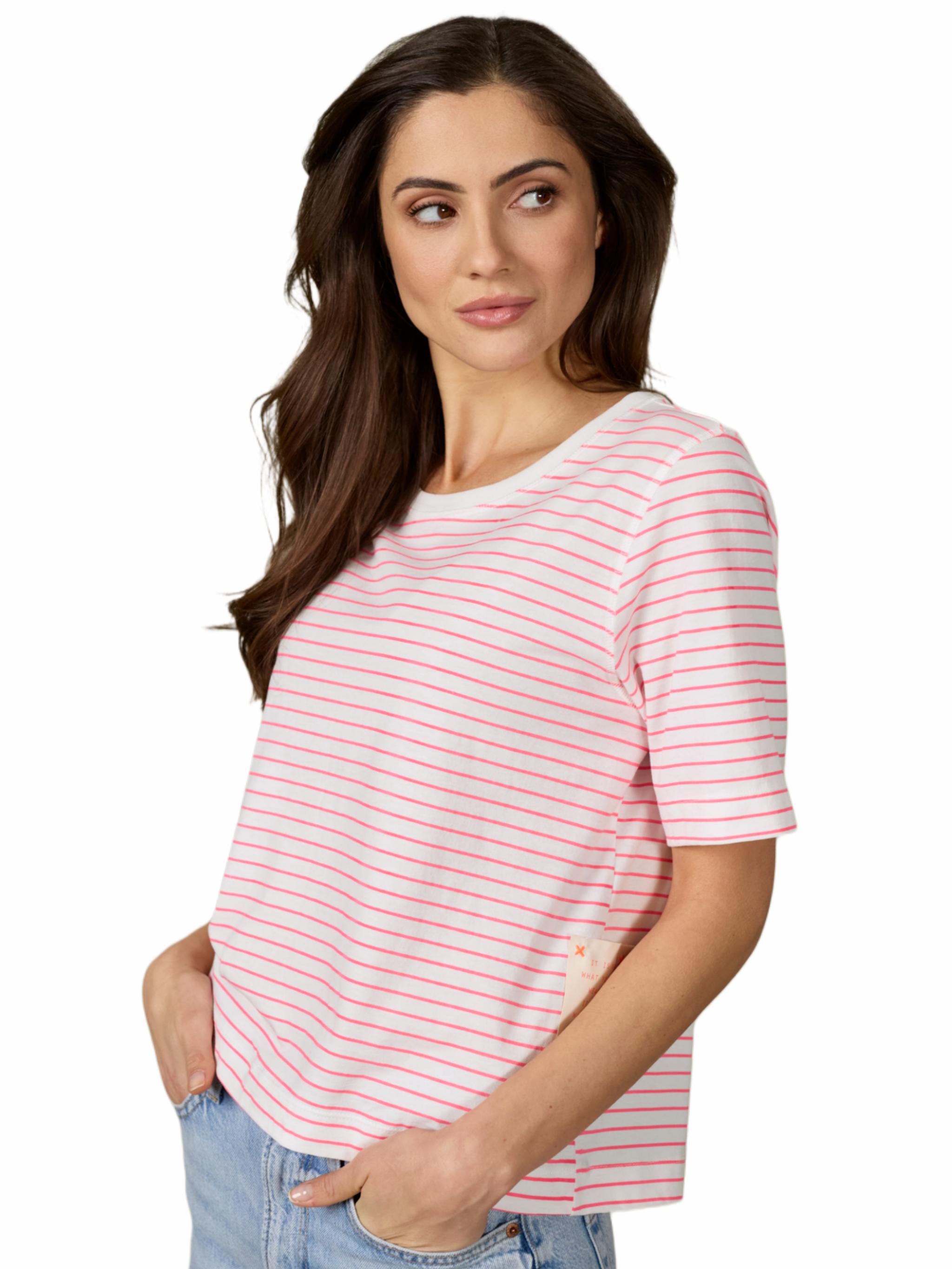 Damen Tshirt gestreift mit Stickerei aus Organic Cotton - PinaC