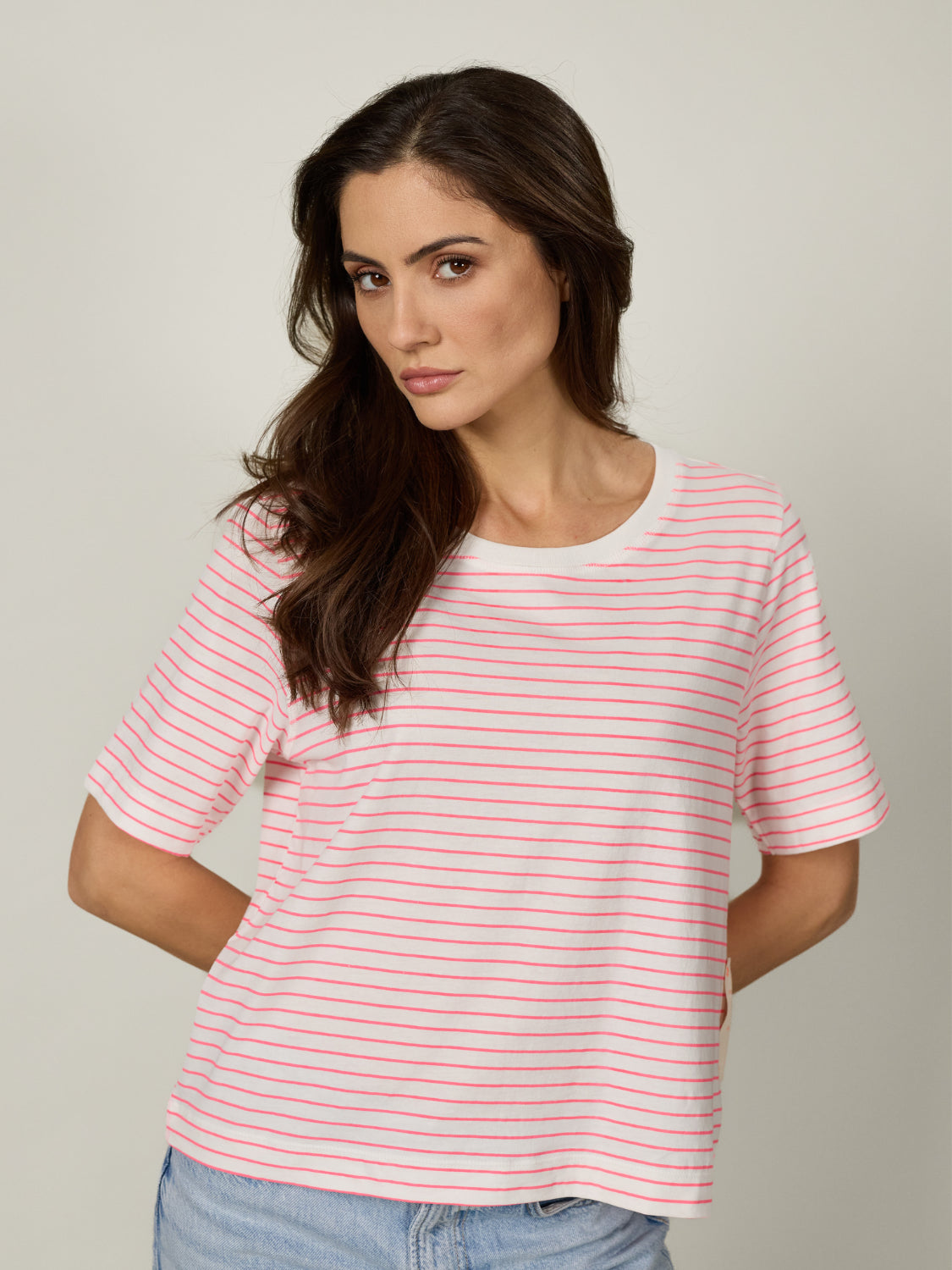 Damen Tshirt gestreift mit Stickerei aus Organic Cotton - PinaC