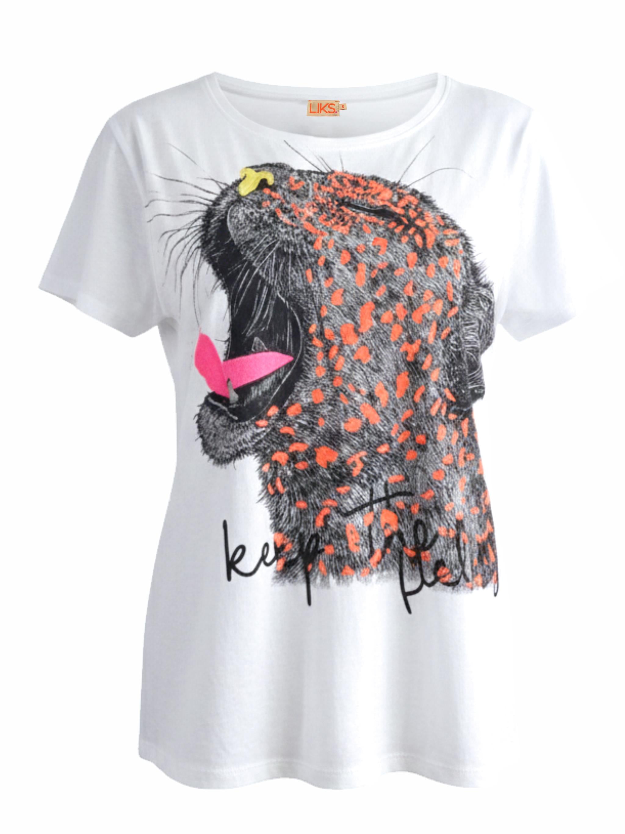 Damen Tshirt mit Stickerei Keep the Feeling Gepard - PamelaC