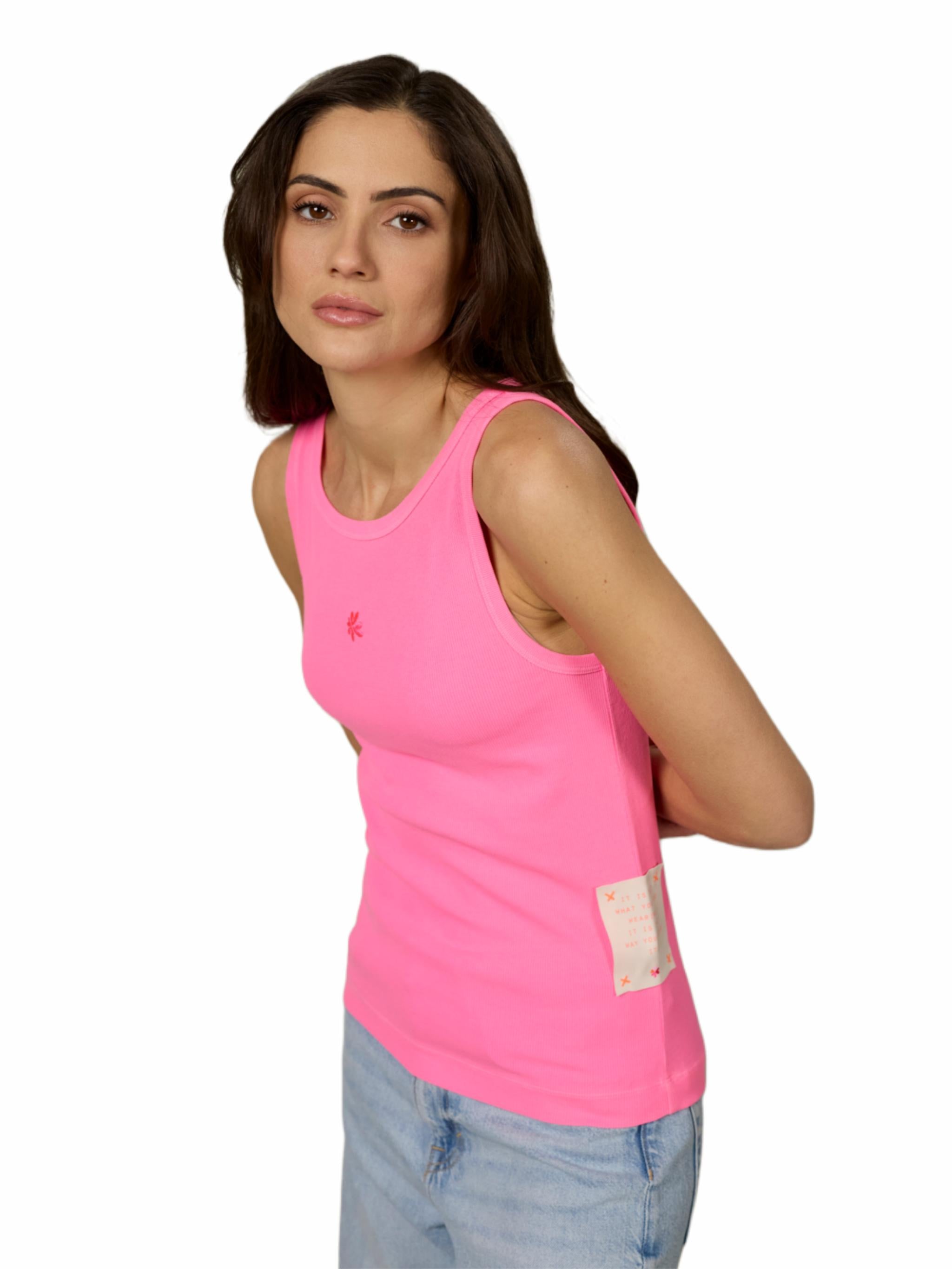 Damen Ripp Top mit Stickerei - PetraC