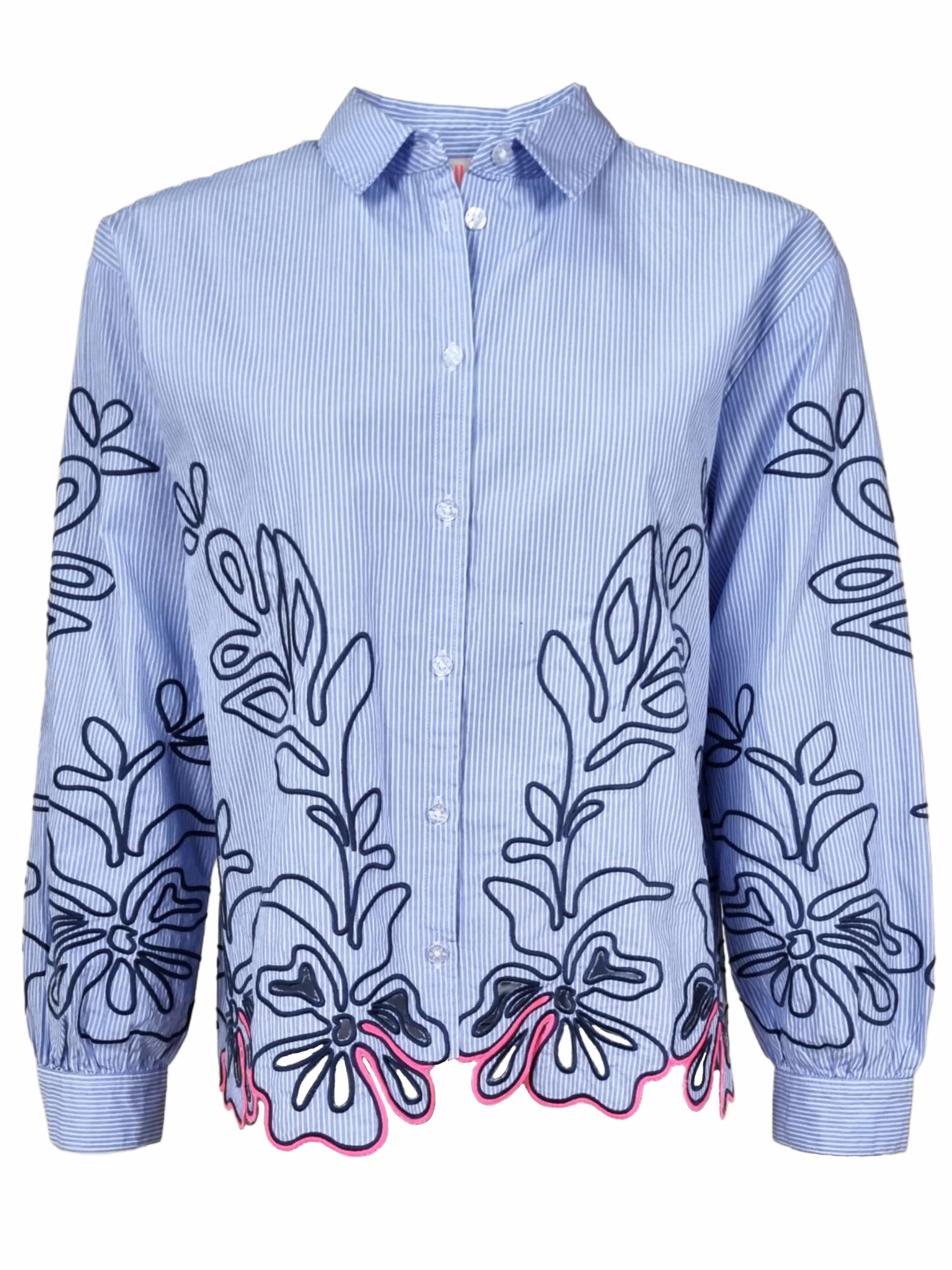 Damen Bluse mit floraler Stickerei aus Baumwolle - GraceC