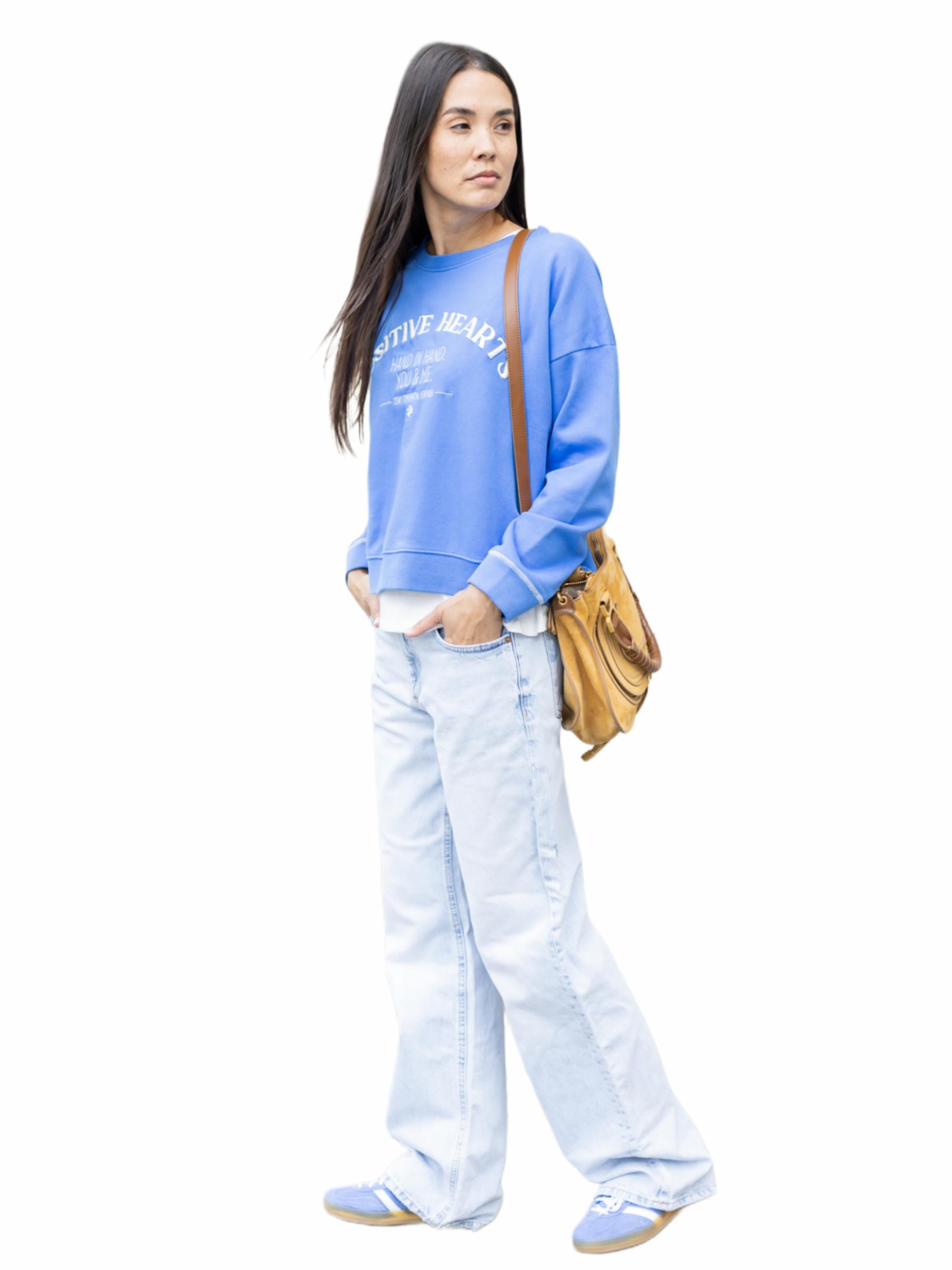 Damen Sweatshirt mit Stickerei Positiv Hearts - SelinaC