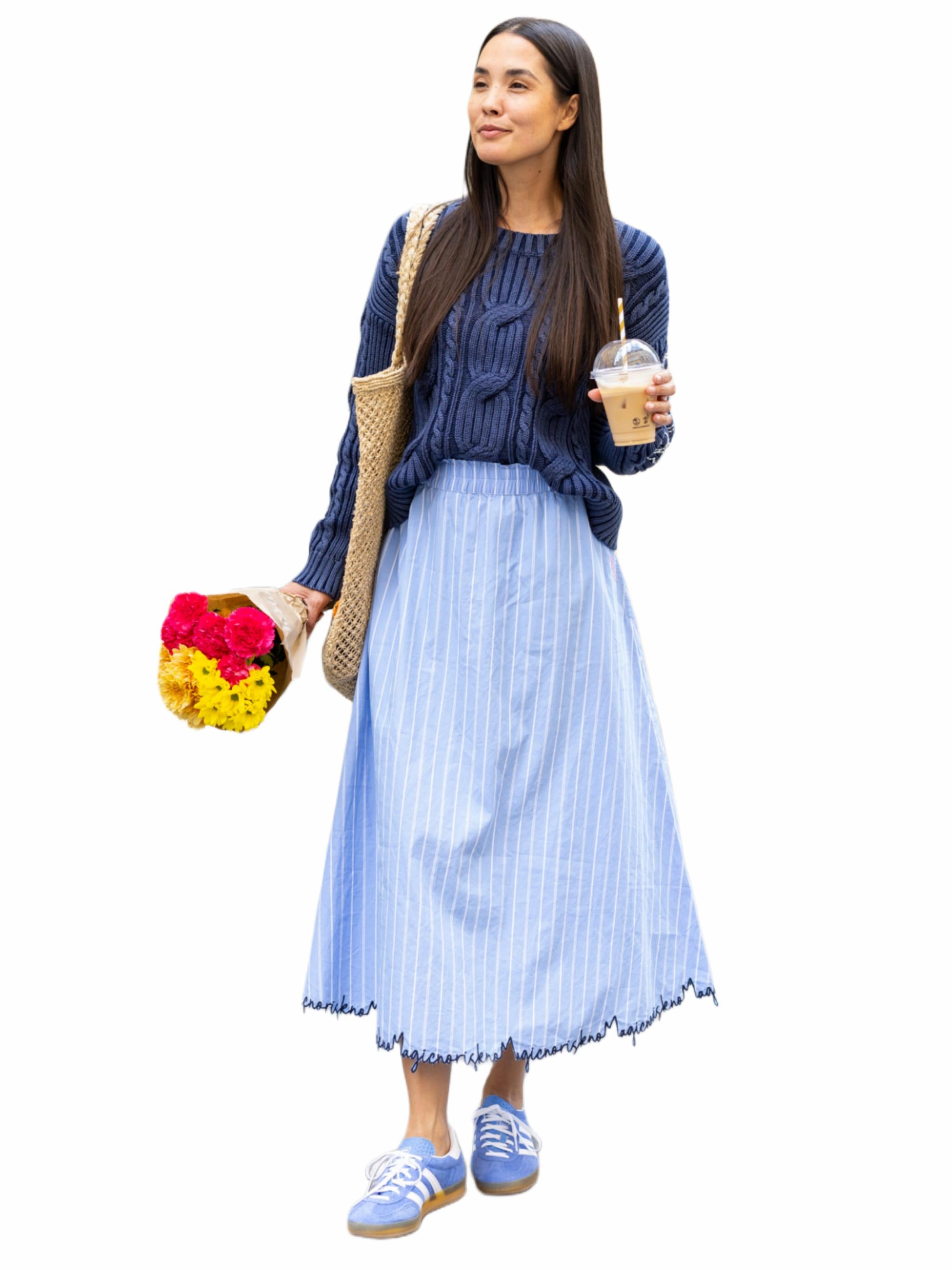 Striped skirt with embroidery No Risk No Magic