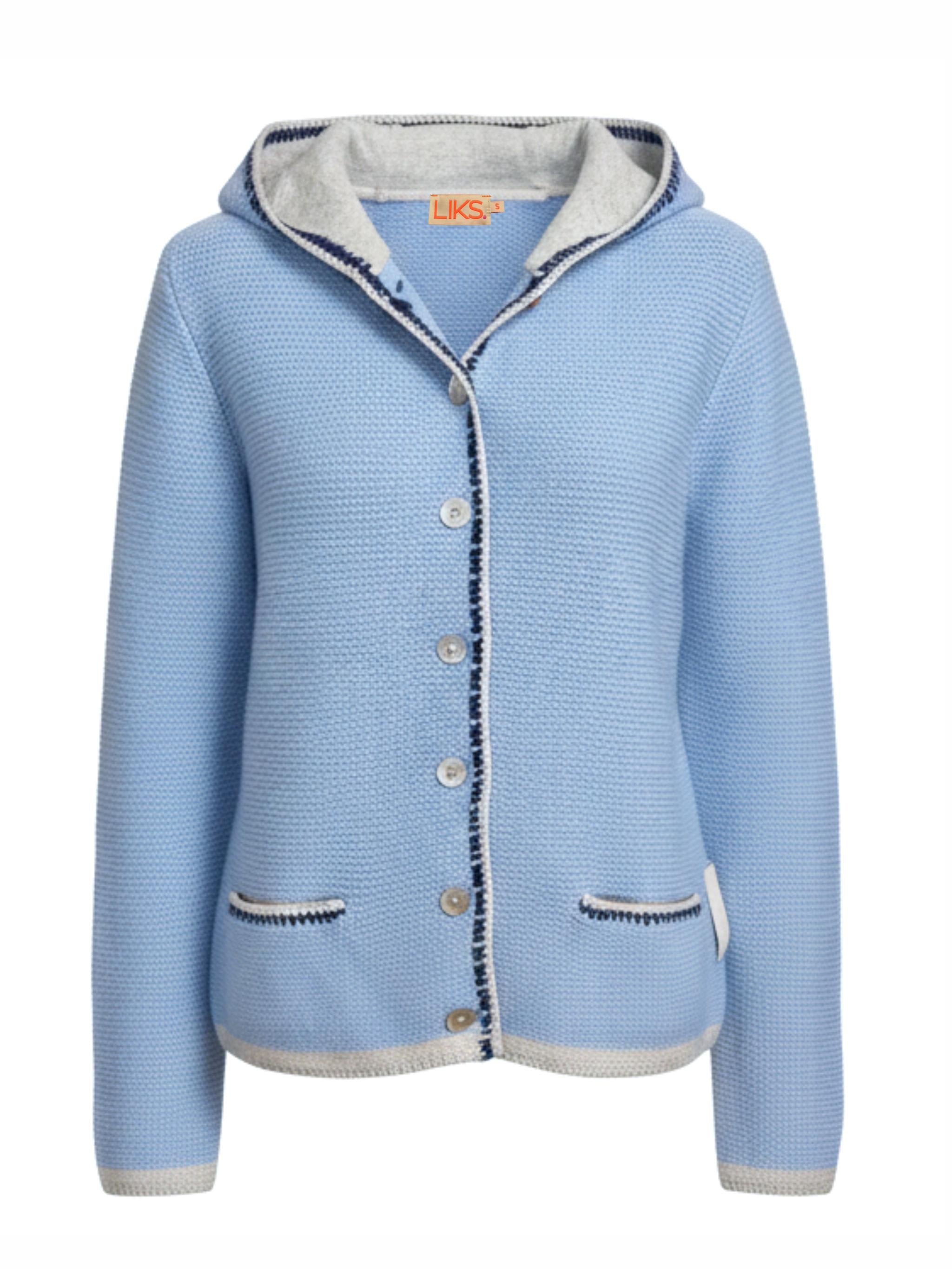 Cardigan with hood and heart flower embroidery