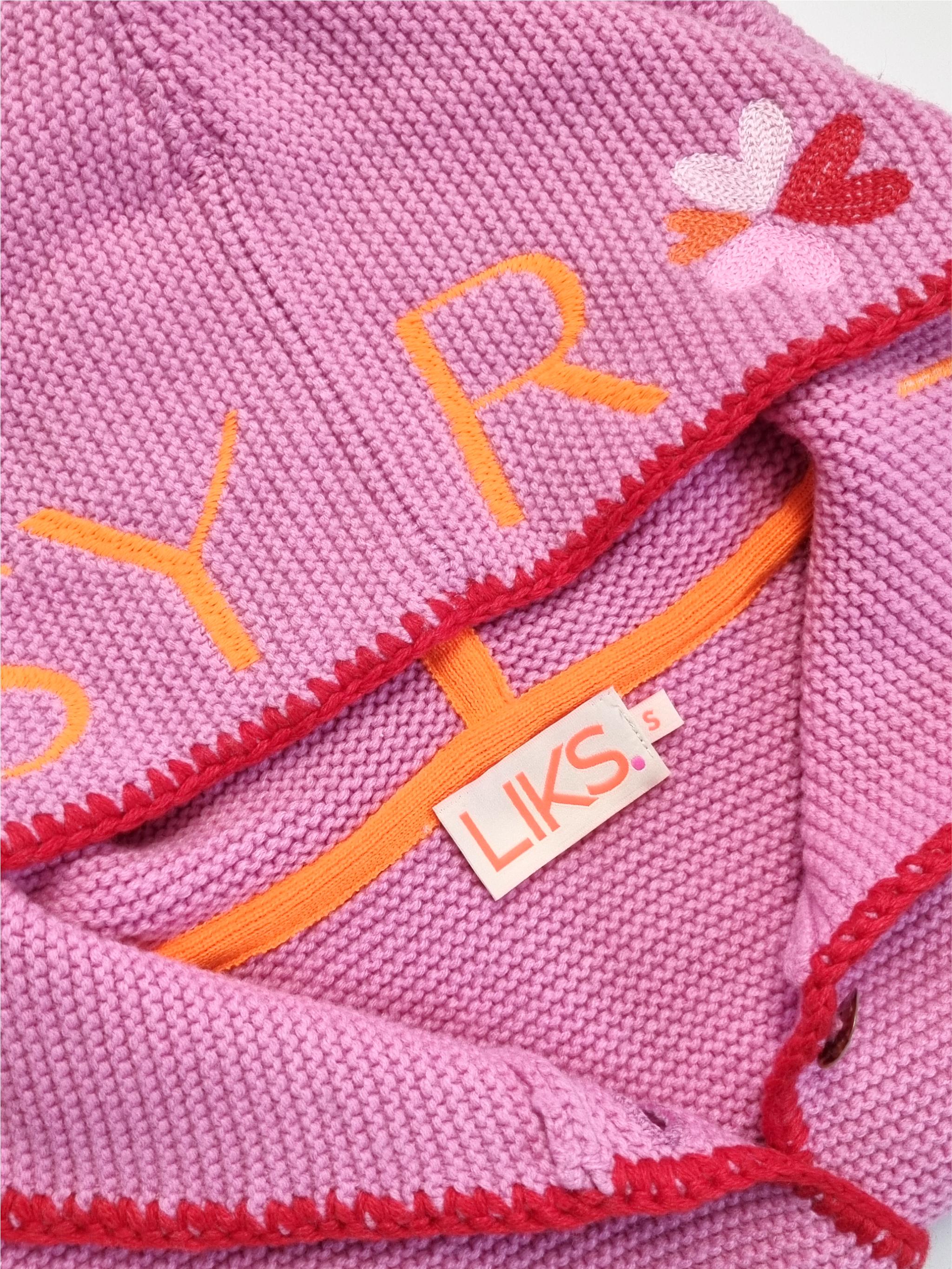 Knitted vest with hood and embroidery