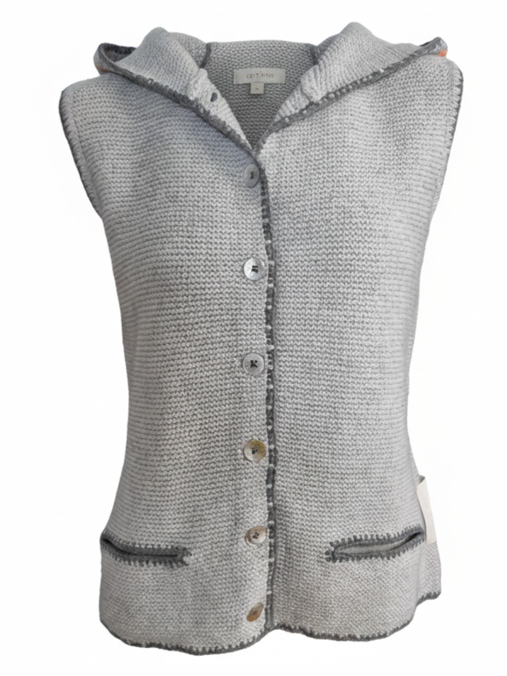 Knitted vest with hood and embroidery