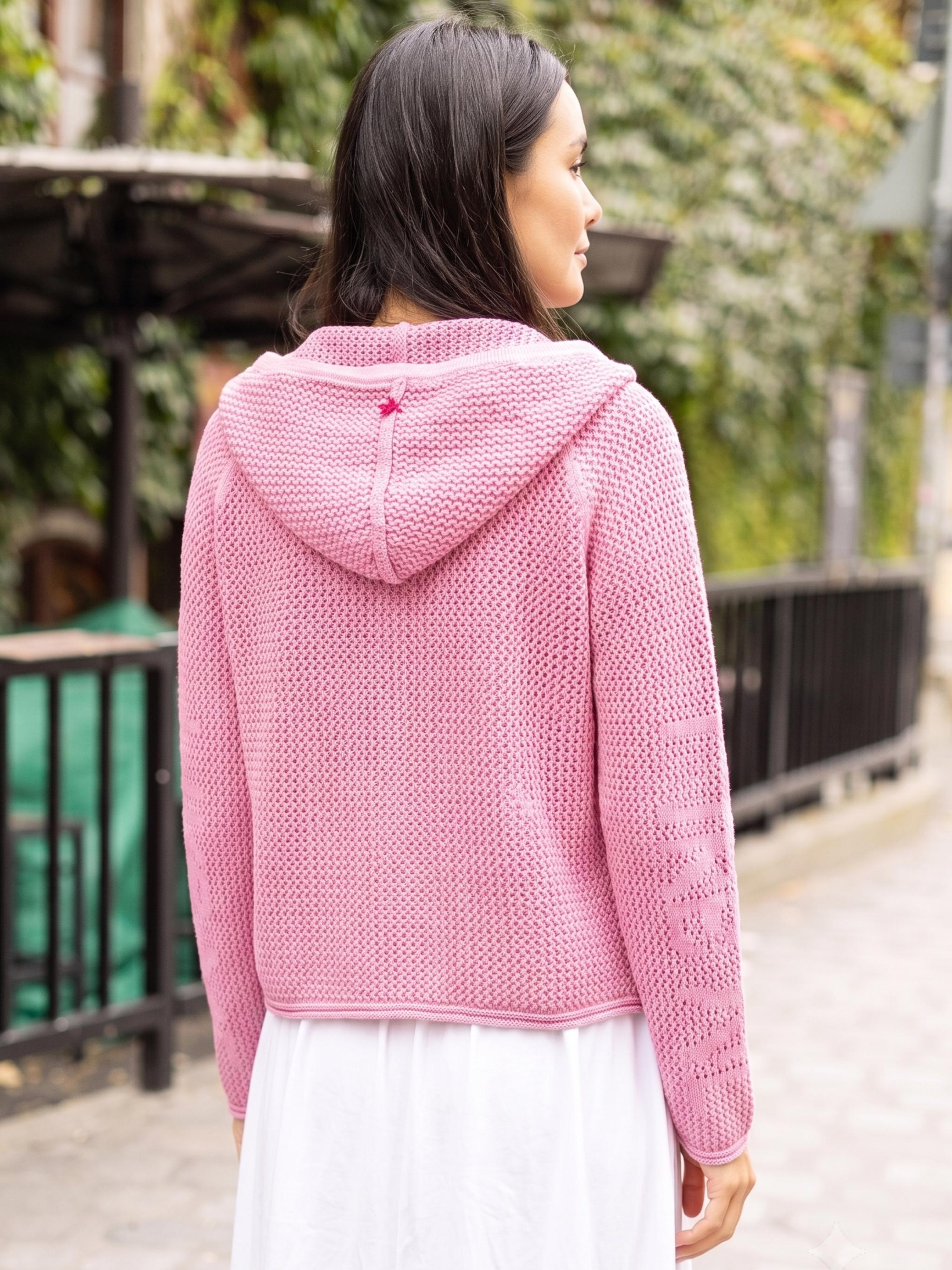 Damen Strickjacke aus Baumwolle mit Lochmuster - BlancaC