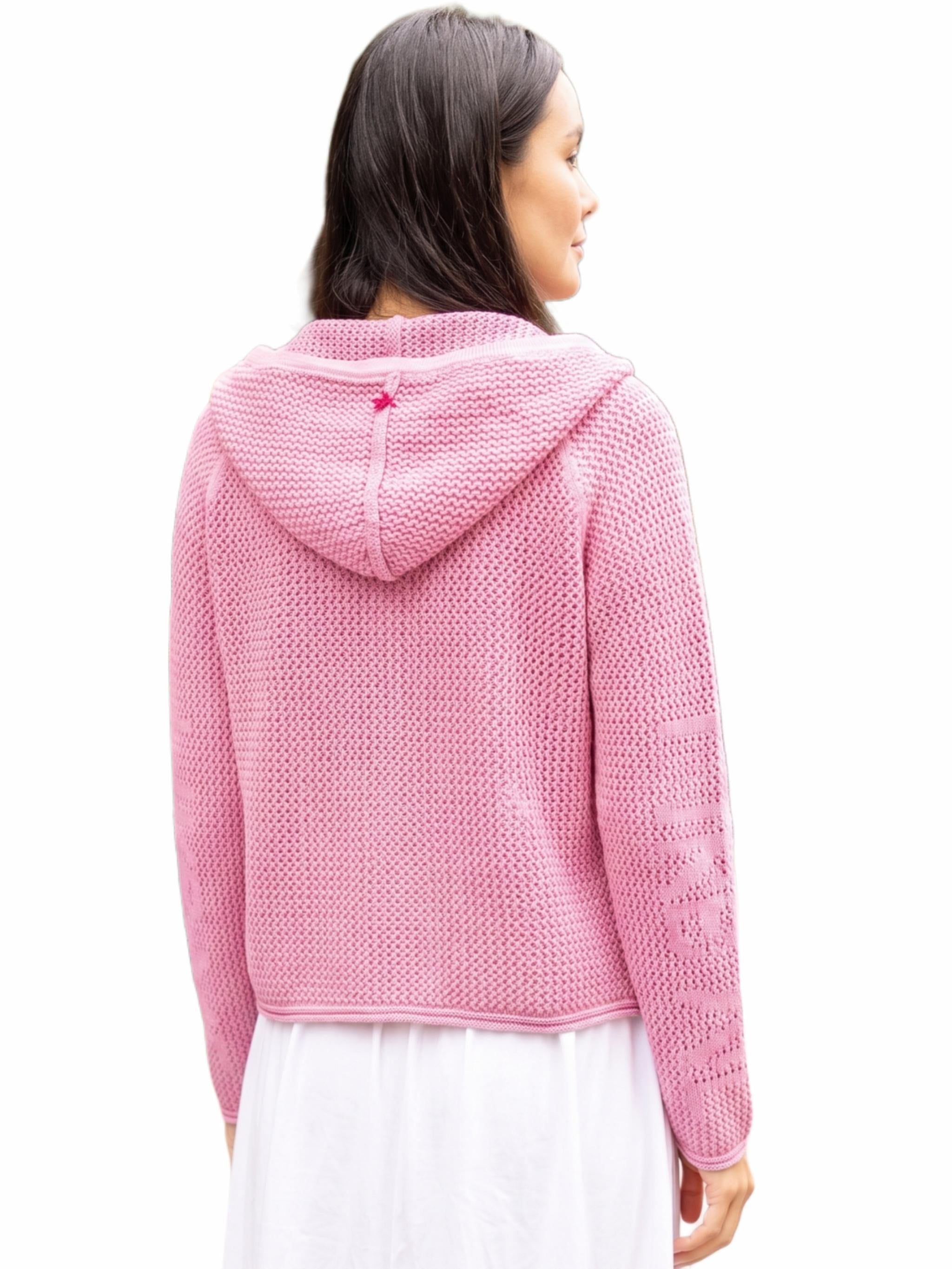Damen Strickjacke aus Baumwolle mit Lochmuster - BlancaC