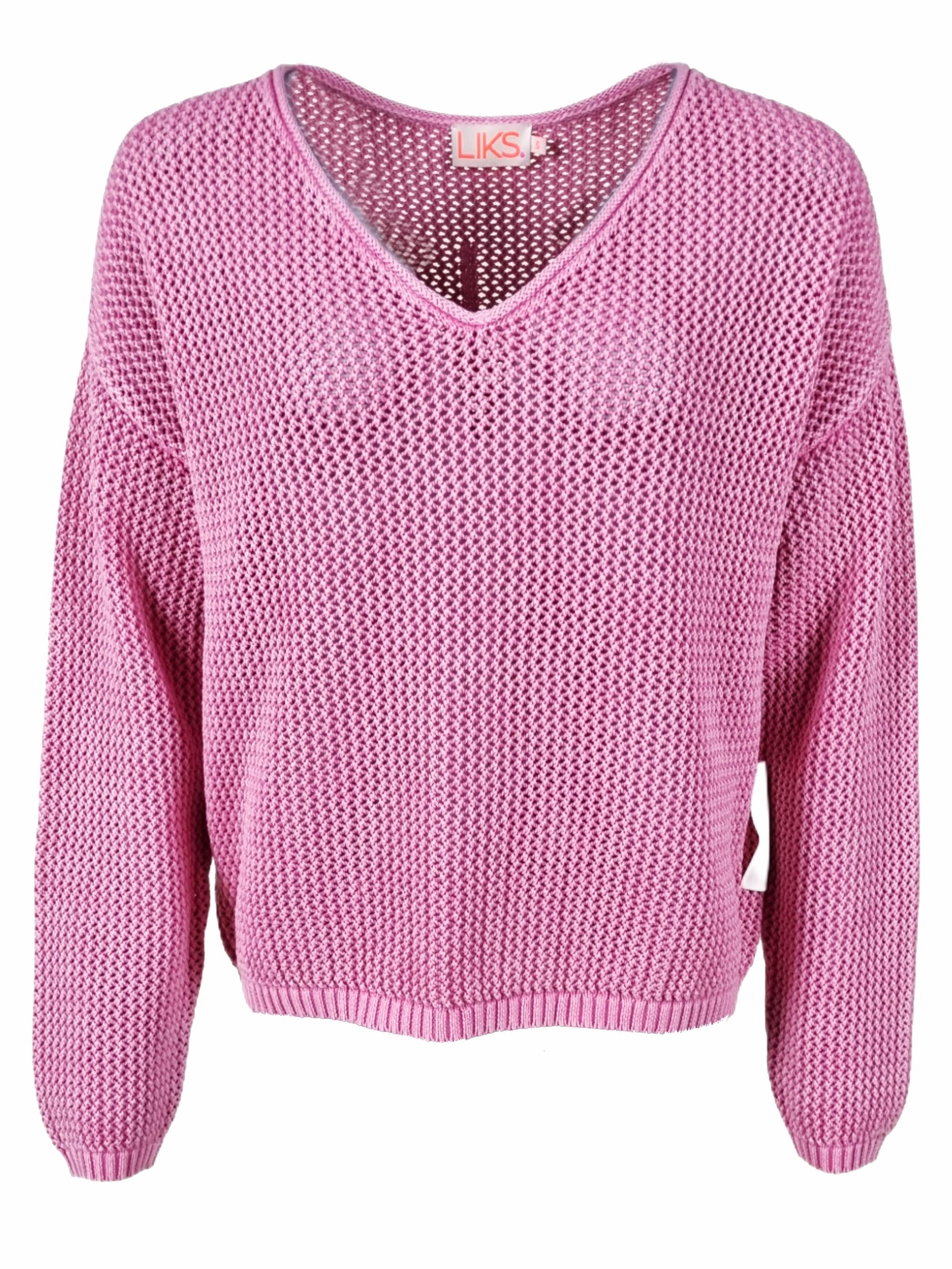 Damen Strickpullover aus Baumwolle mit Lochmuster - AlinaC