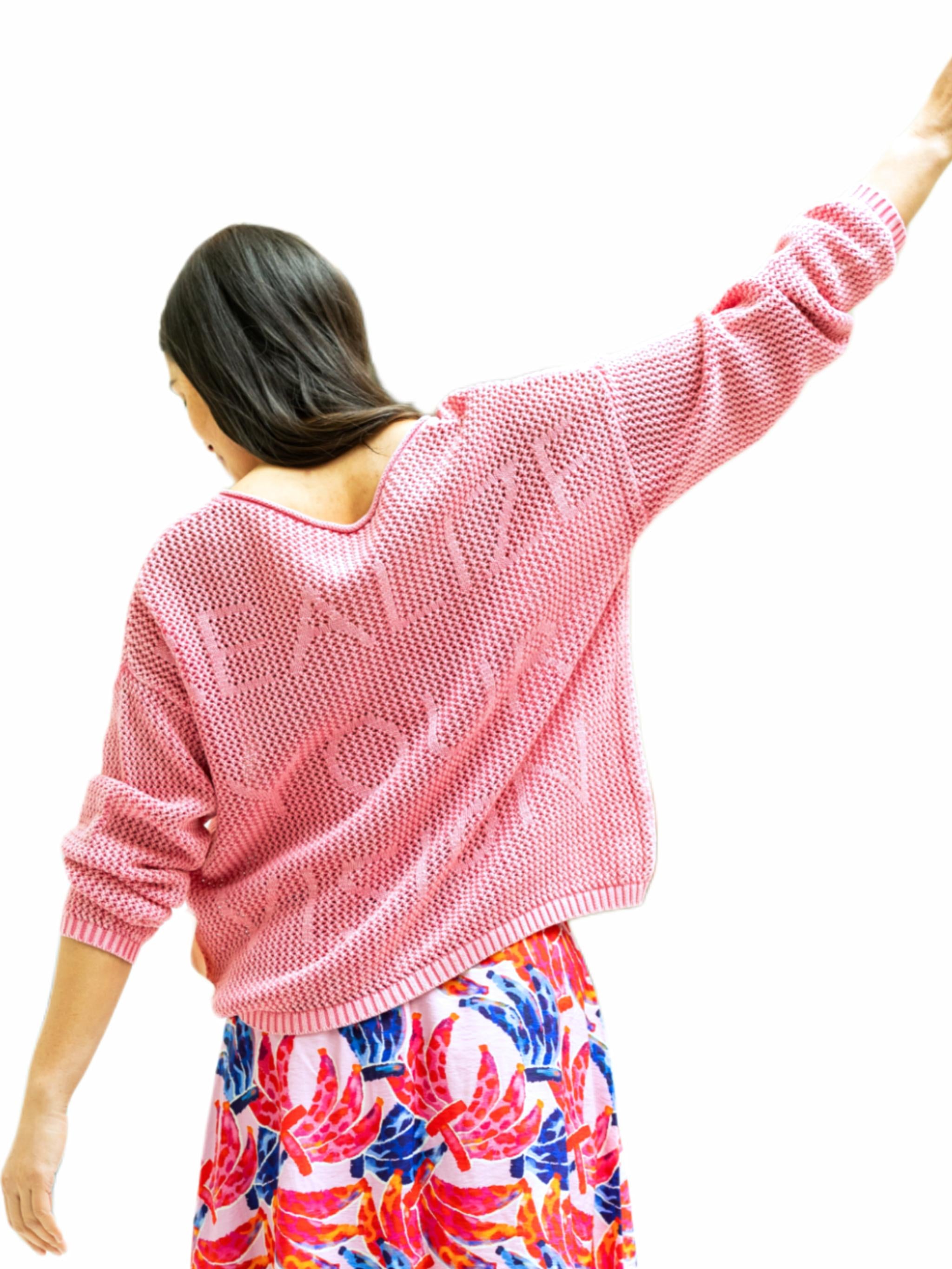 Strickpullover aus Baumwolle mit Lochmuster