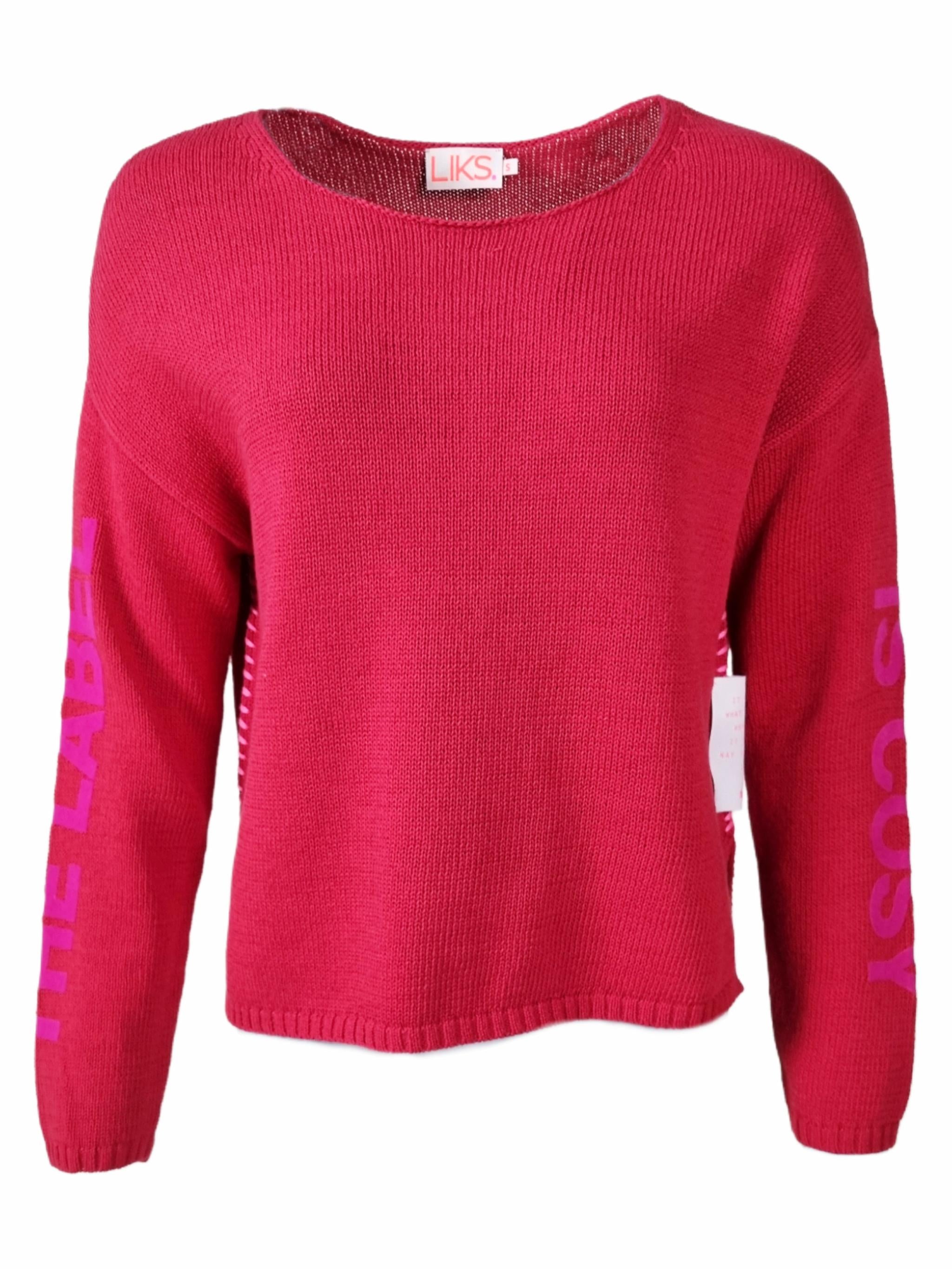 Damen Strickpullover Baumwolle Leinen mit Flockprint - BrittaC
